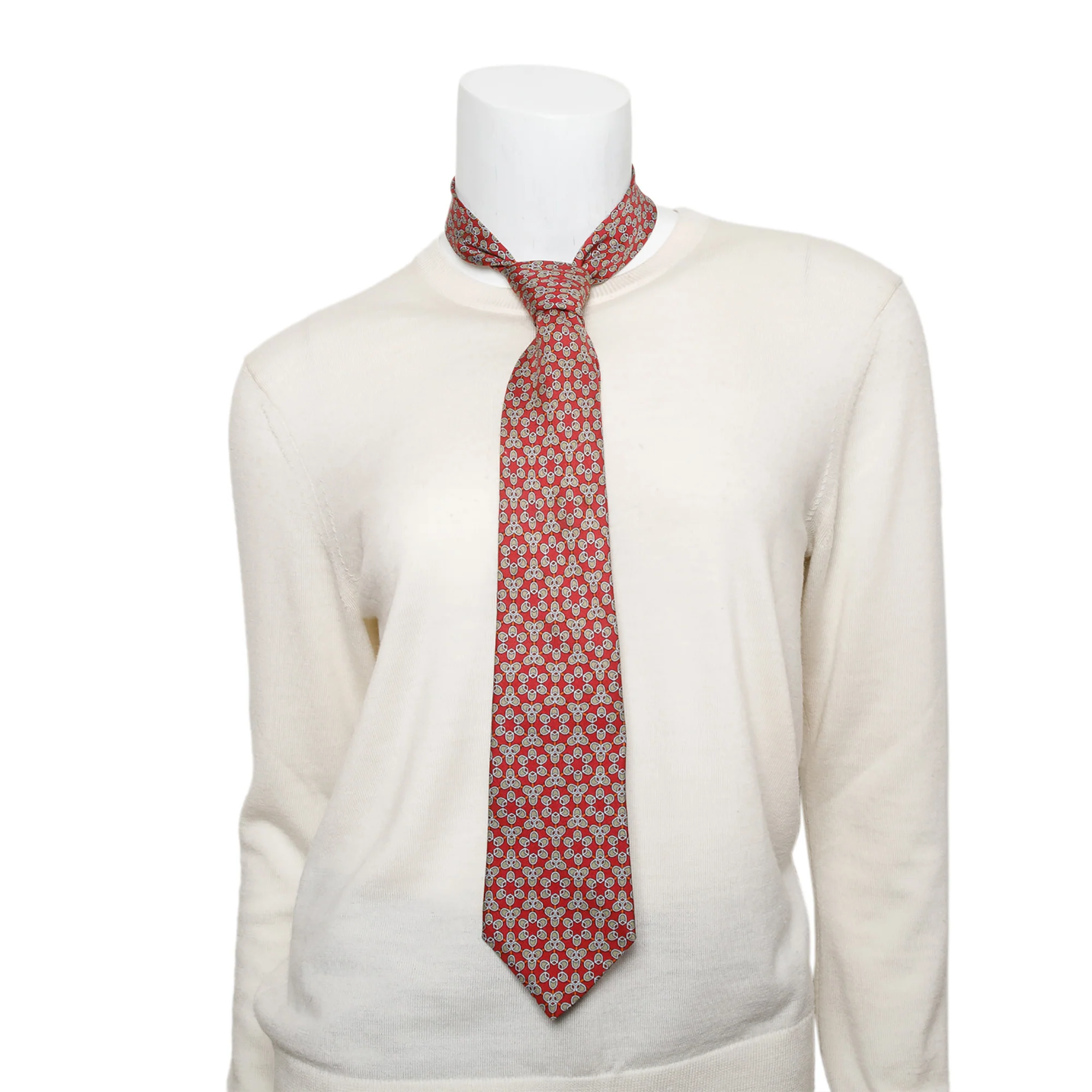 Hermes Red 7053 TA Printed Silk Tie - Image 4
