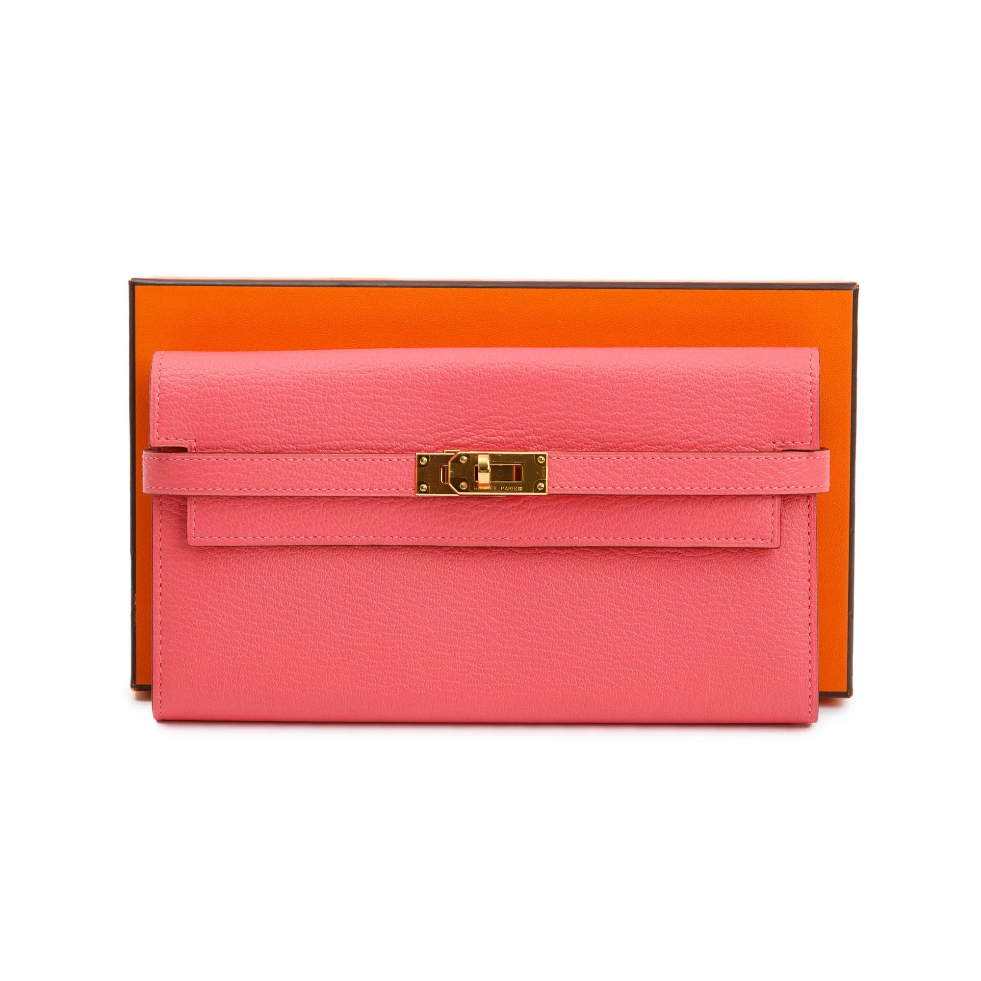 Hermes Rose Azalee Chevre Mysore Classic Kelly Longue Wallet w/ Box - Image 2