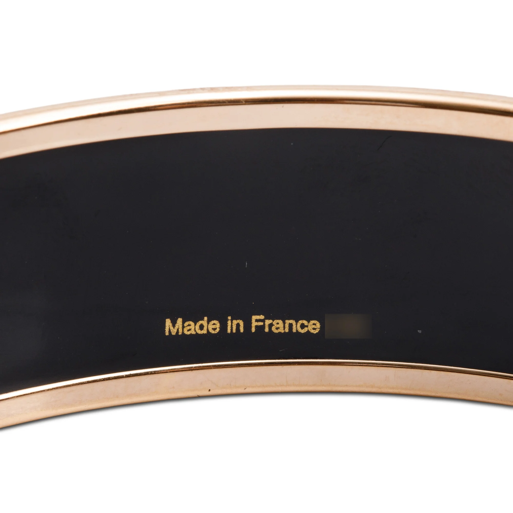Hermes Rose Gold Plated Coaching Wide Enamel Bangle Bracelet w/ Box - Image 4