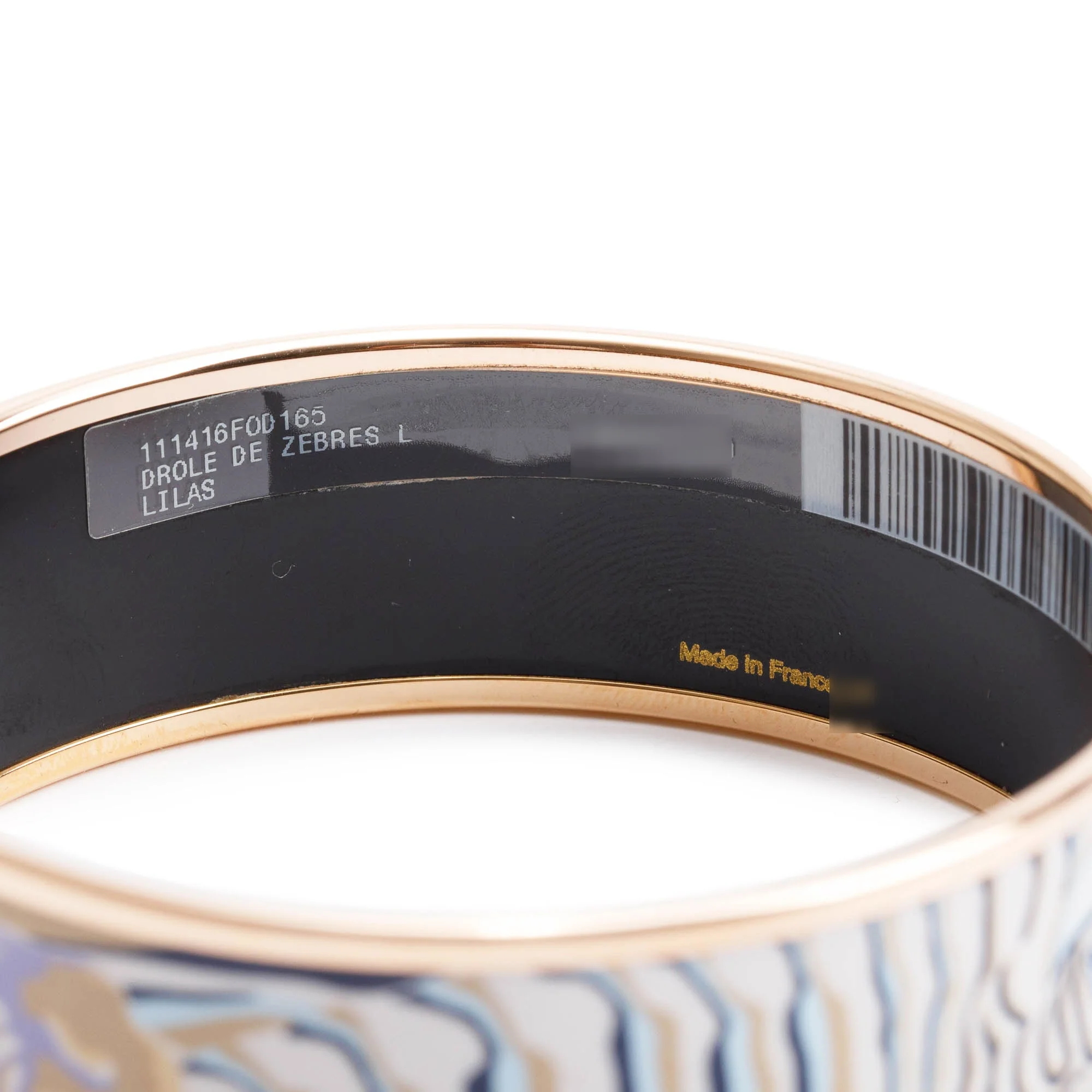 Hermes Rose Gold-Plated 'Droles de Zebres' Enamel Wide Bangle - Image 3