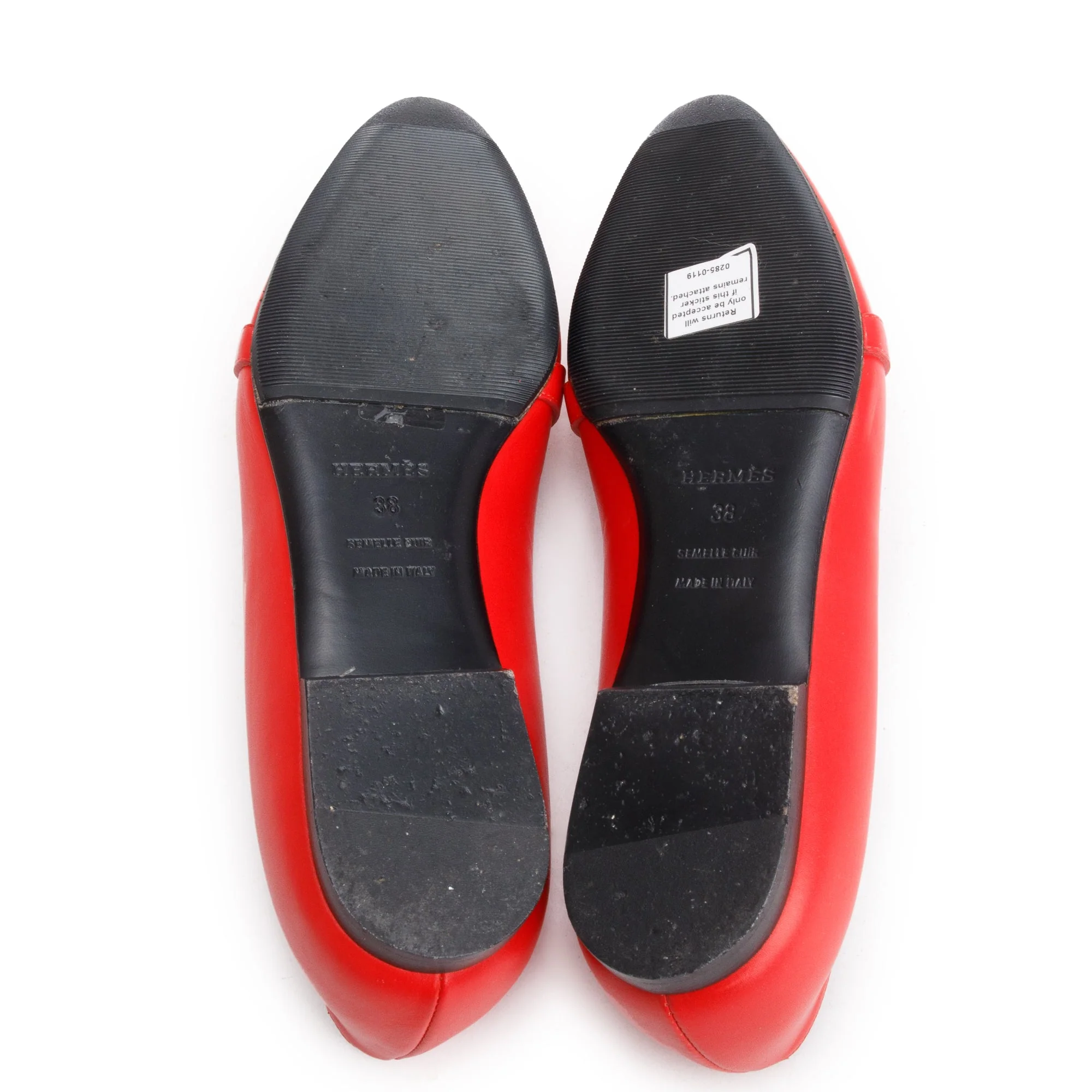 Hermes Rouge Box Leather Pegase MIni Kelly Buckle Flat Shoes, Size 38 - Image 6