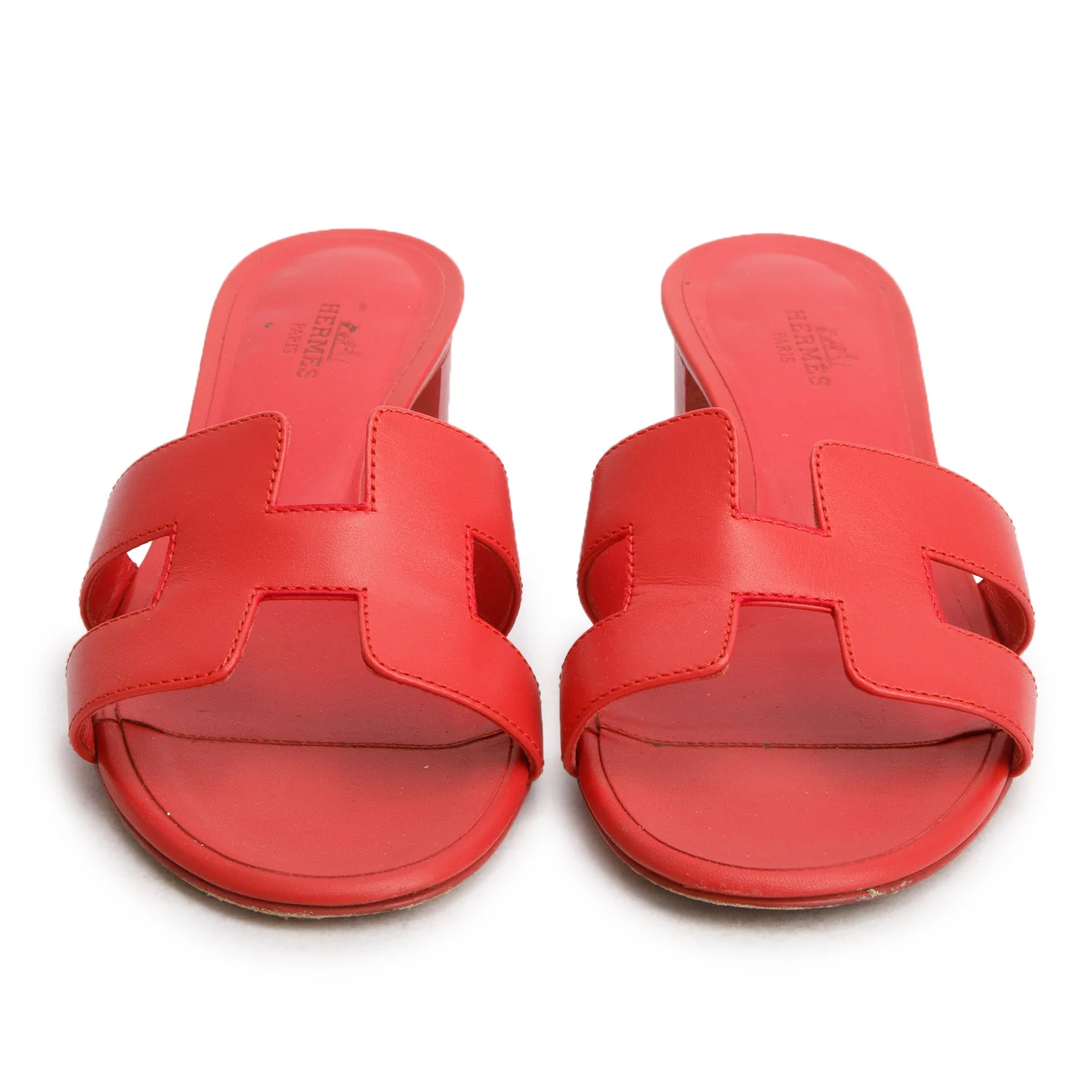 Hermes Rouge Corazon Calfskin Oasis Sandals, Size 36 w/ Box - Image 4