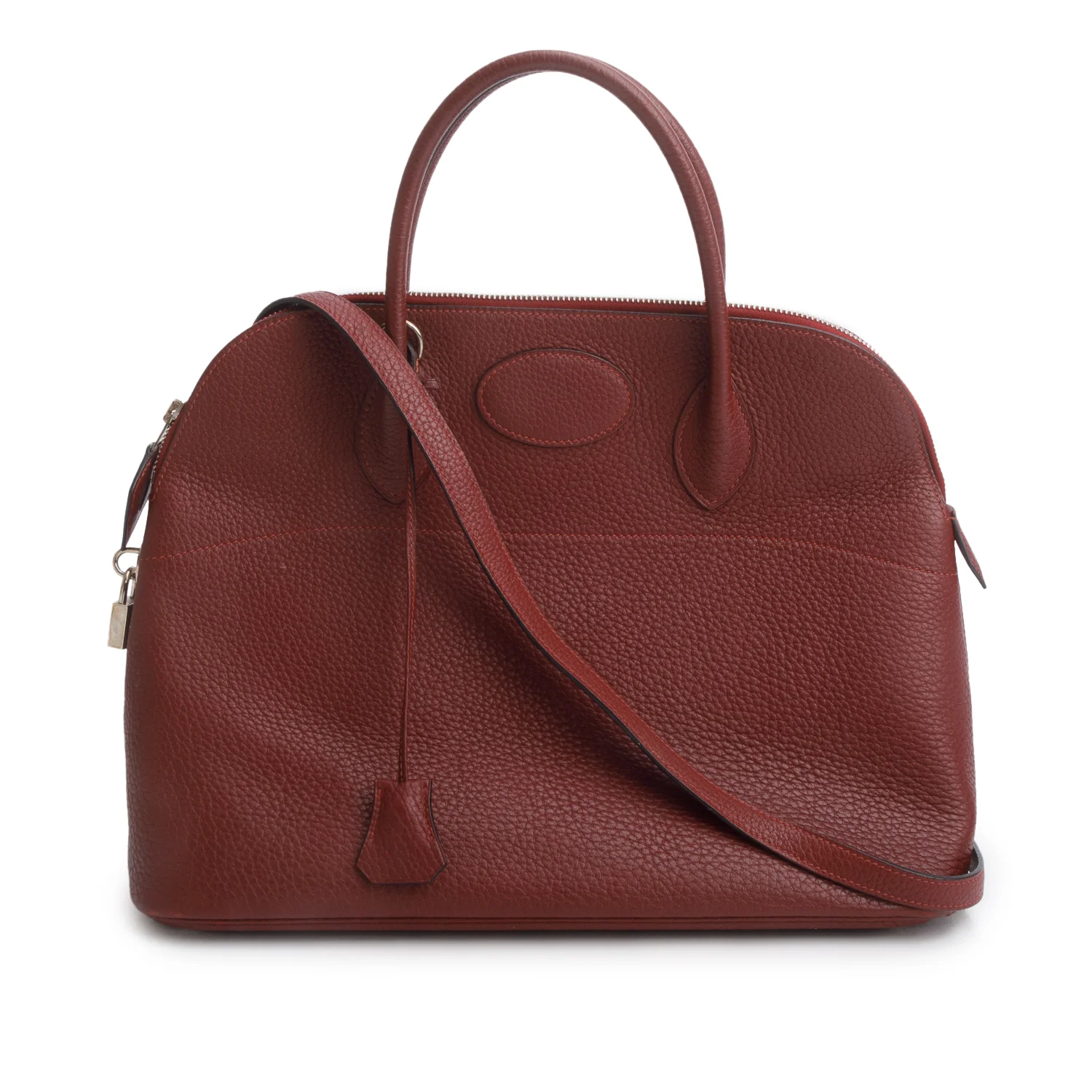 Hermes Rouge H Taurillon Clemence Bolide 35 w/ Box & Strap