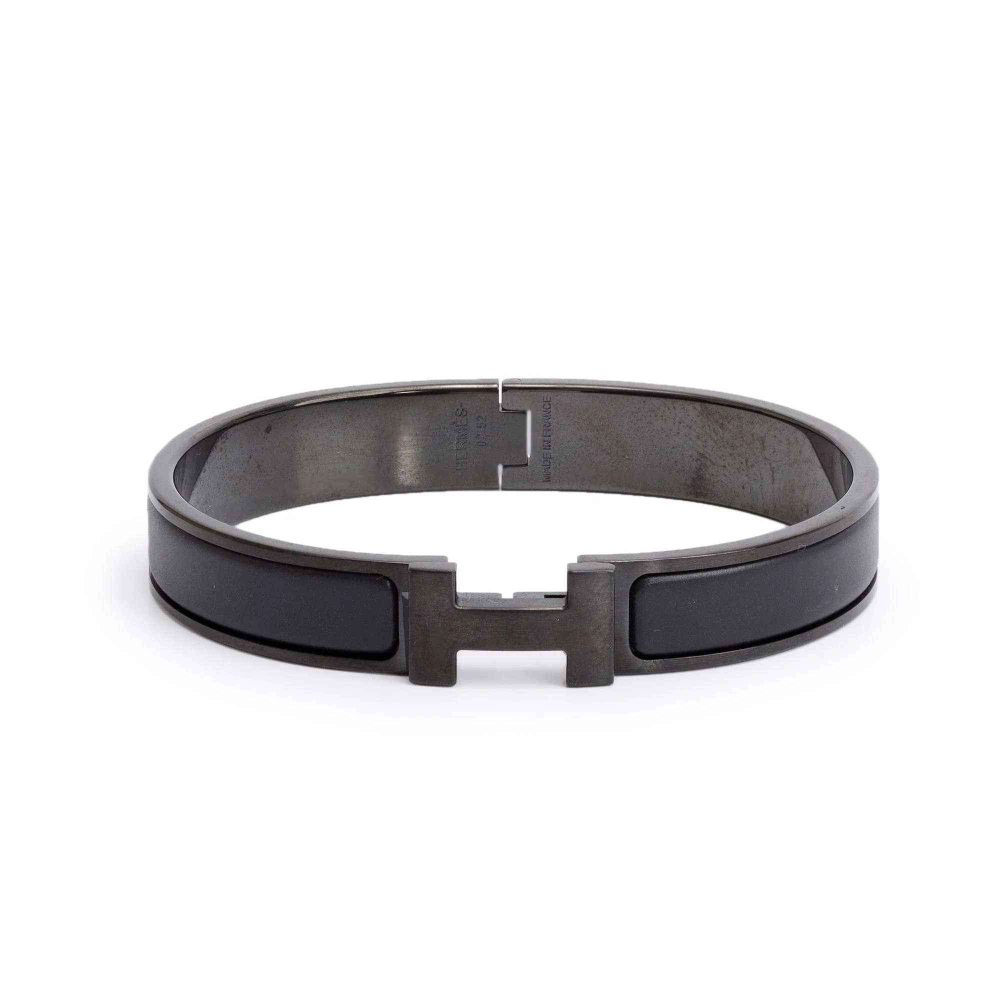 Hermes So Black Enamel 12 MM Clic HH Bracelet w/ Box