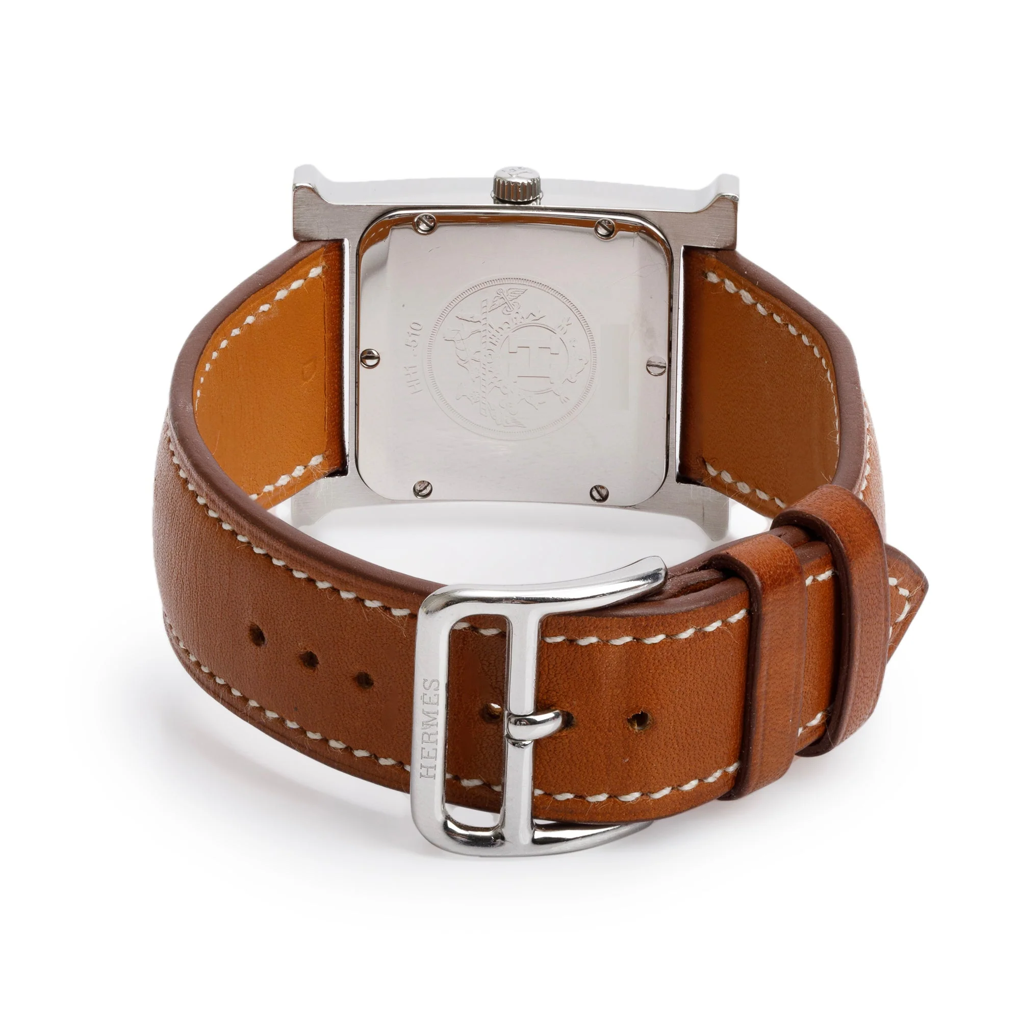 Hermes Stainless Steel Heure H 26 MM Watch w/ Box & Extra Strap - Image 4