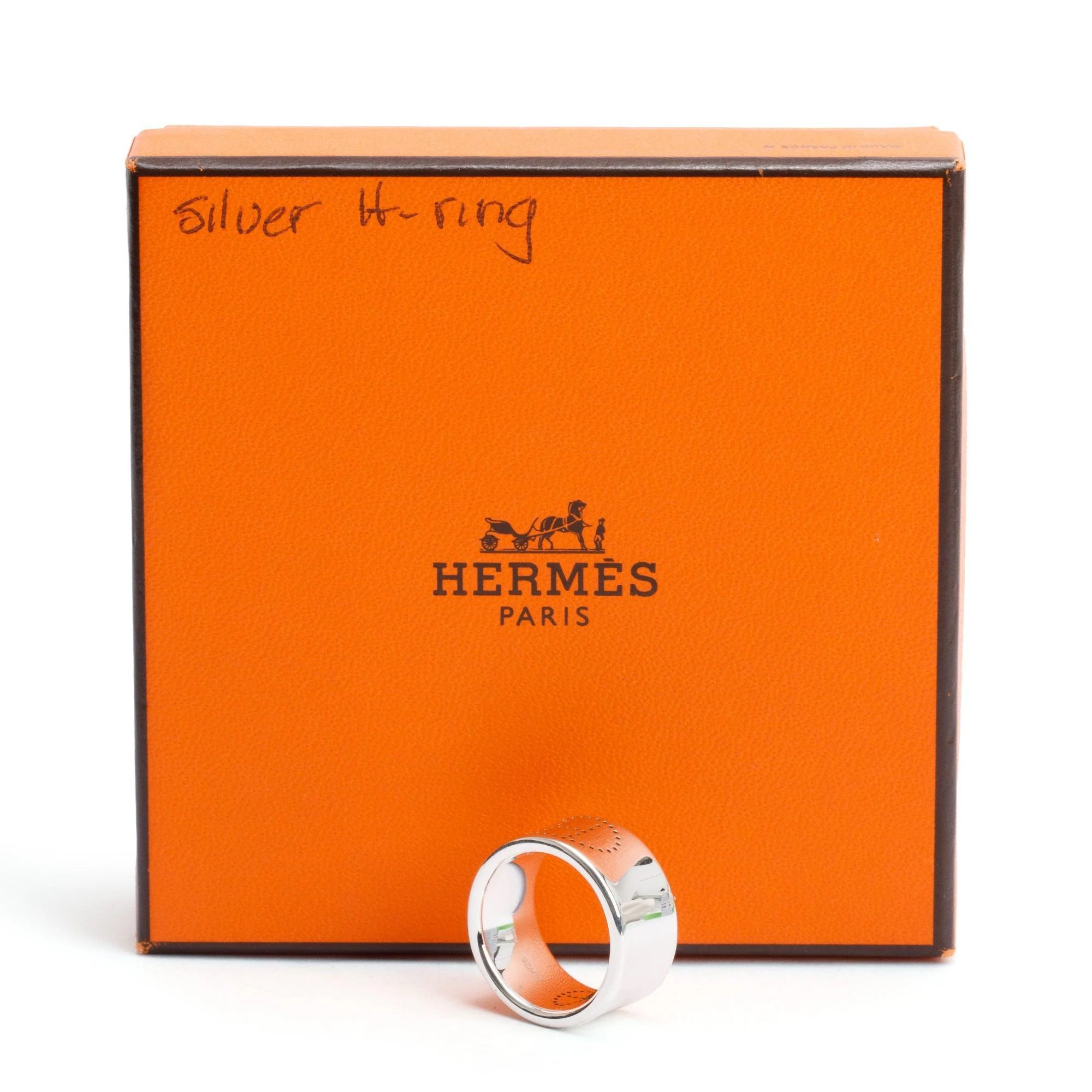Hermes Sterling Silver Eclipse Ruban Ring Size 54 7 w/ Box - Image 2