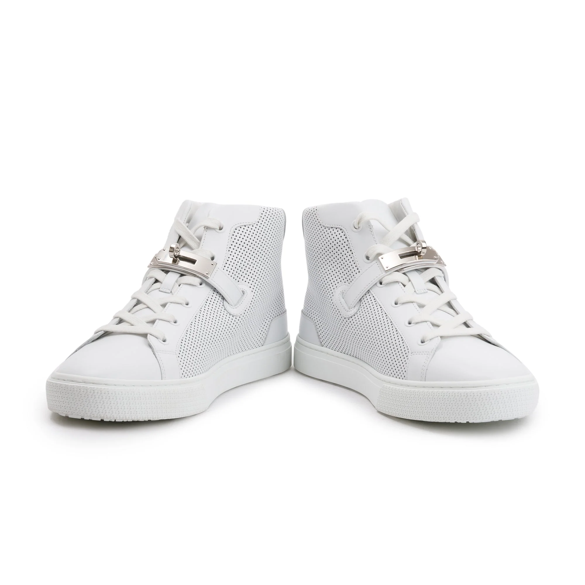 Hermes Veau Blanc Rubber Palladium Plated Kelly Buckle Daydream Sneakers, Size 40 w/ Box - Image 6