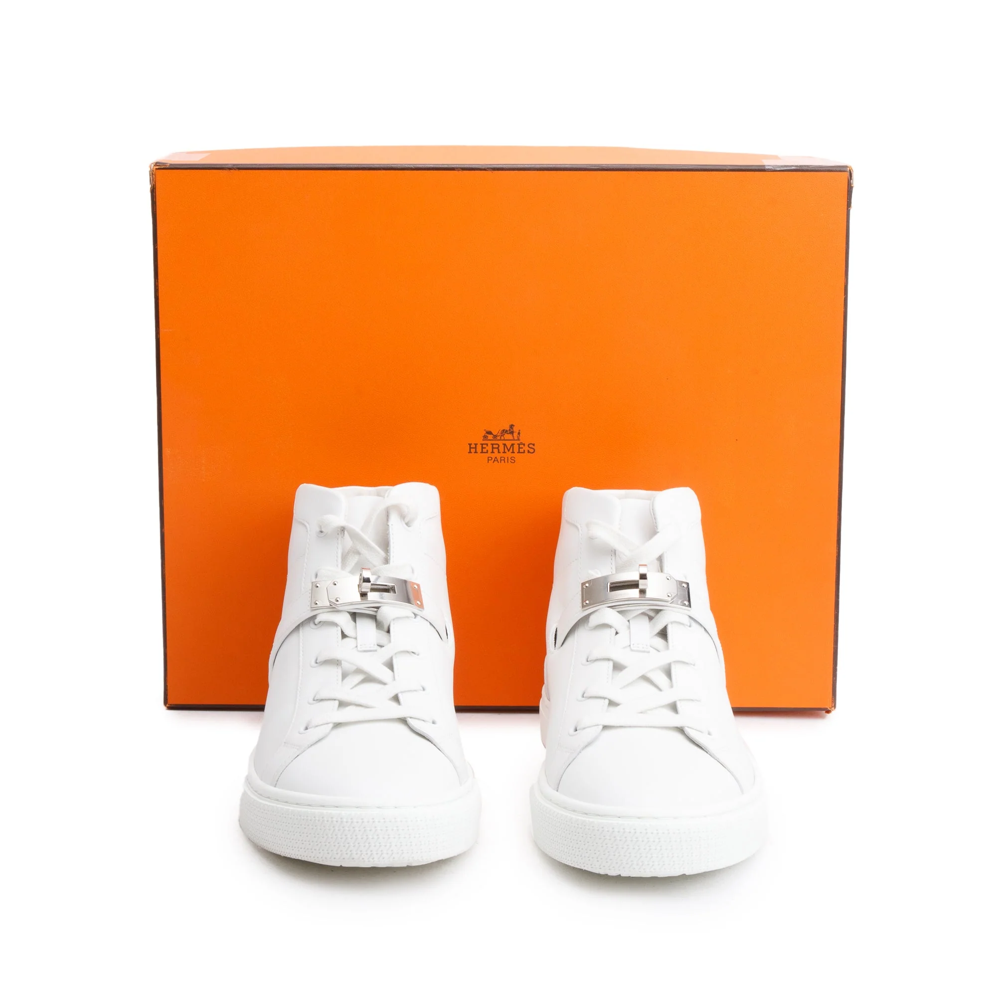 Hermes Veau Blanc Veau Lisse Palladium Plated Kelly Buckle Daydream Sneakers, Size 39 w/ Box - Image 2