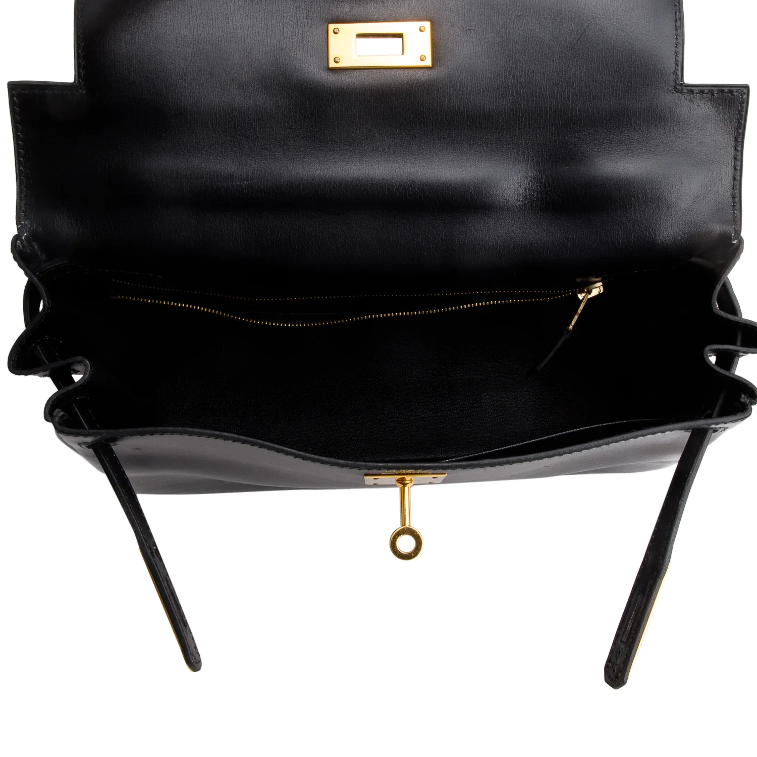 Hermes Vintage Noir Box Leather Kelly Retourne 28 w/ Strap - Image 8
