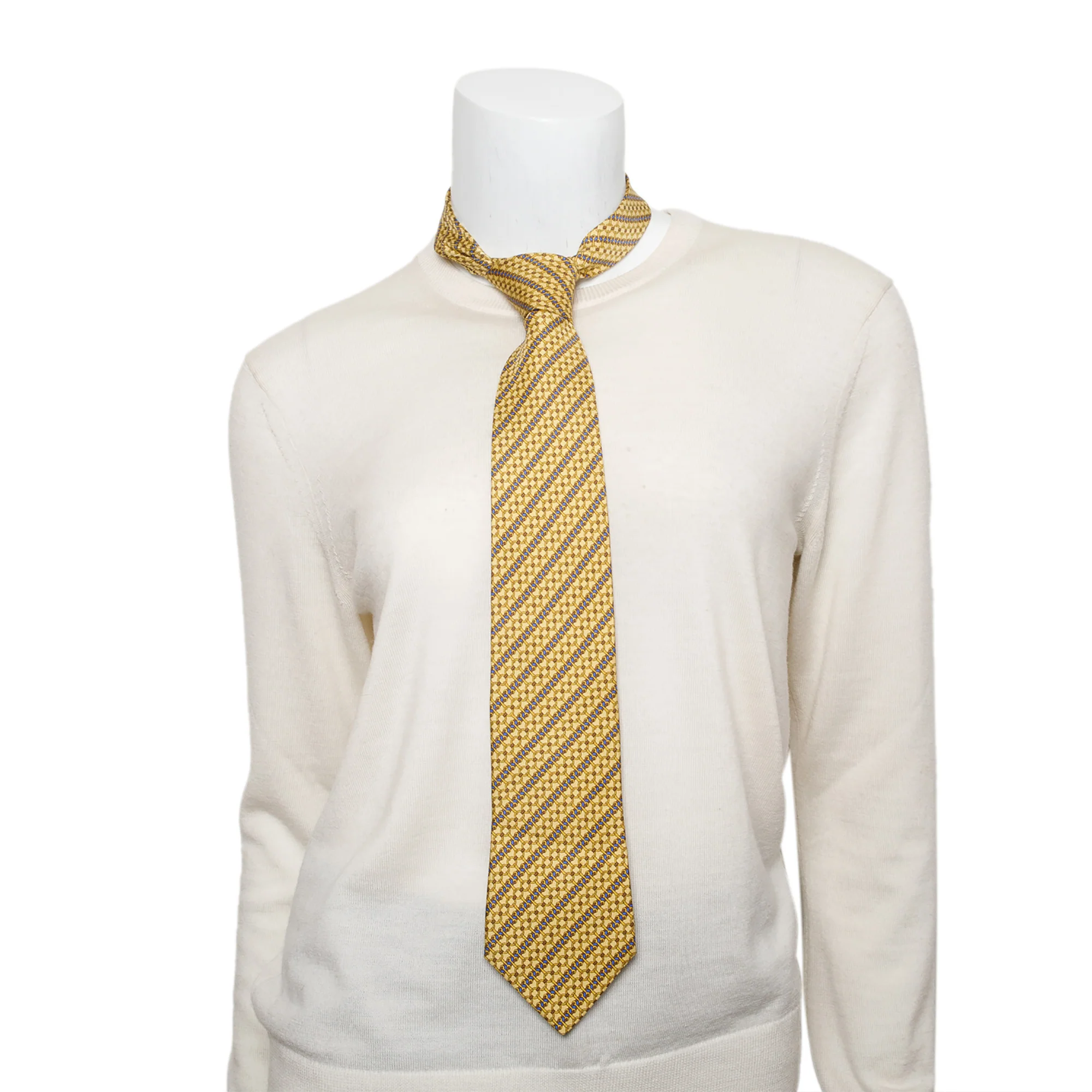 Hermes Yellow 7200 UA Printed Silk Tie - Image 4