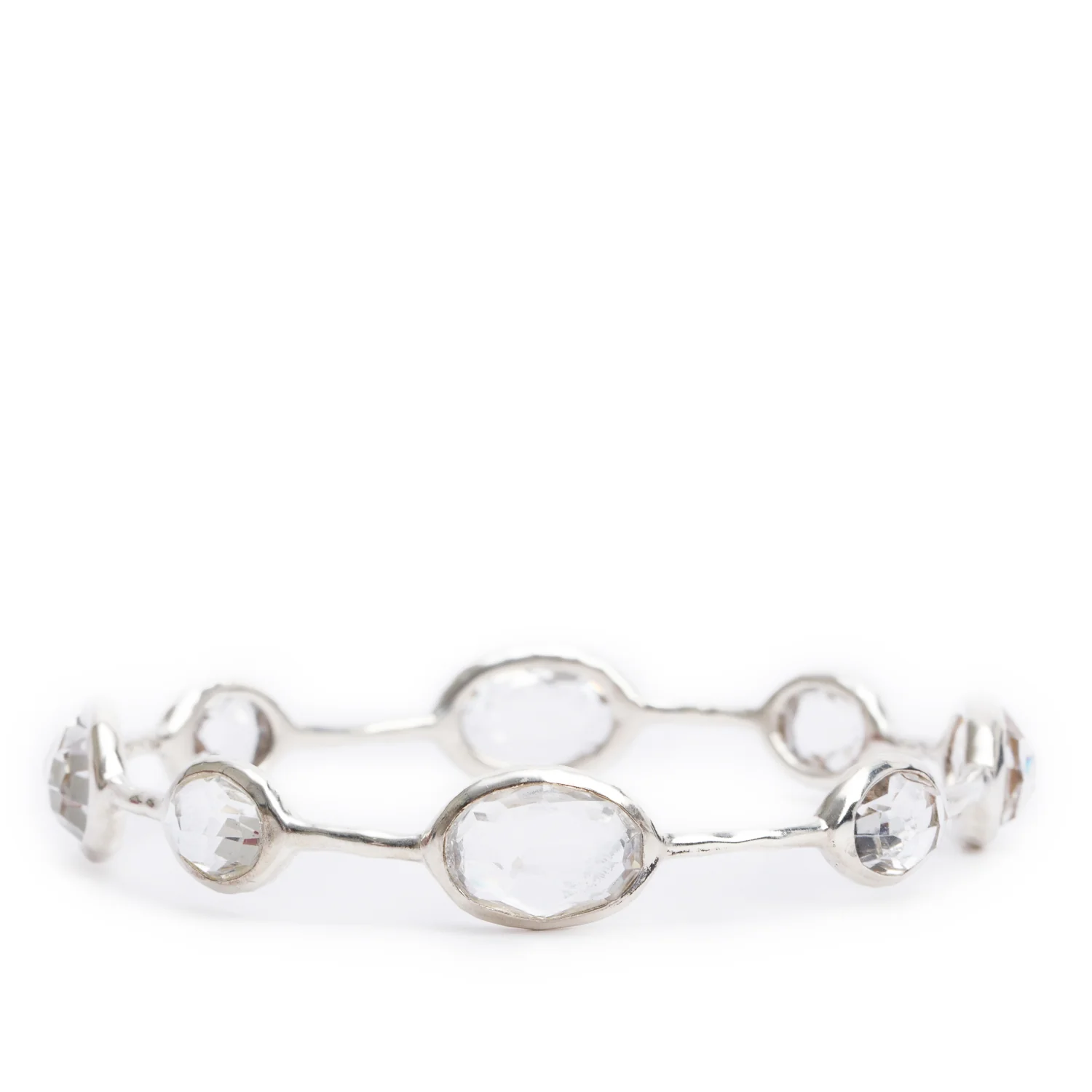 Ippolita Sterling Silver Rock Crystal 8 Stone Bangle Bracelet