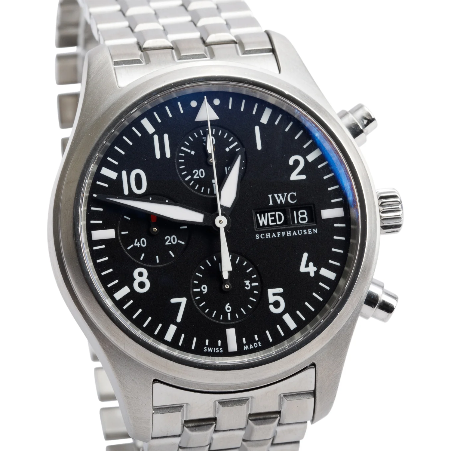 IWC Stainless Steel Classic Pilot Chronograph 42 MM Automatic Watch Black Dial IW371704 - Image 3