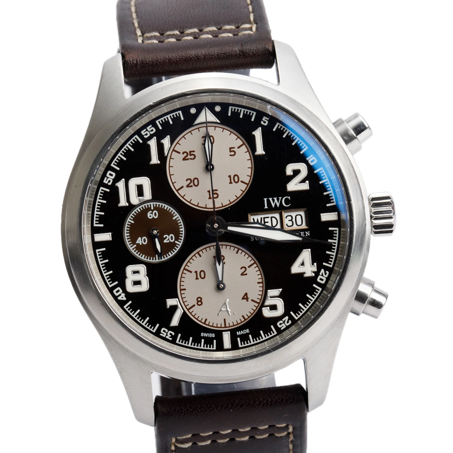 IWC Stainless Steel Limited Edition Pilot Saint Expupery 42 MM Automatic Chronograph Watch Brown Dial IW371709 - Image 2