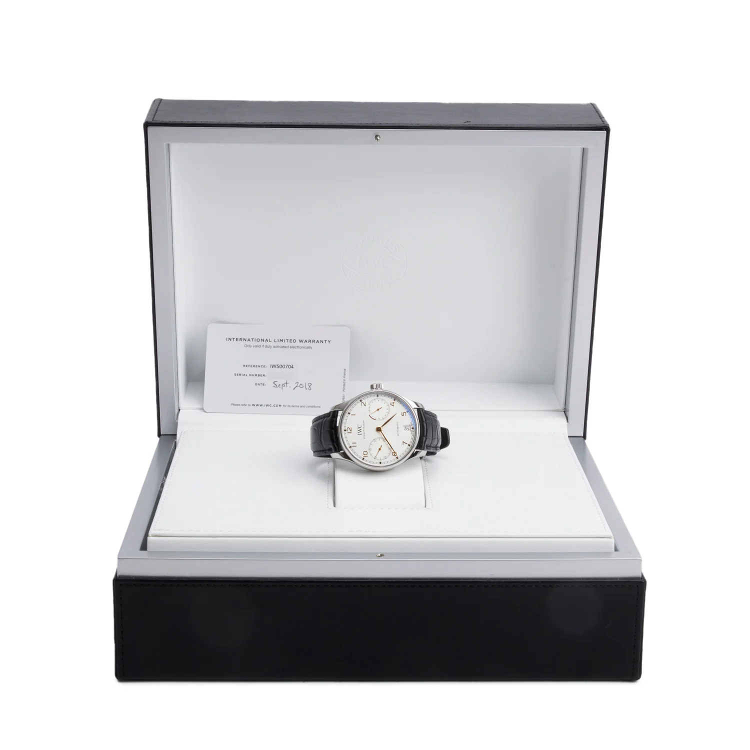 IWC Stainless Steel Portugieser 42.3 MM Automatic Watch White Dial IW500704 w/ Box & Papers - Image 2