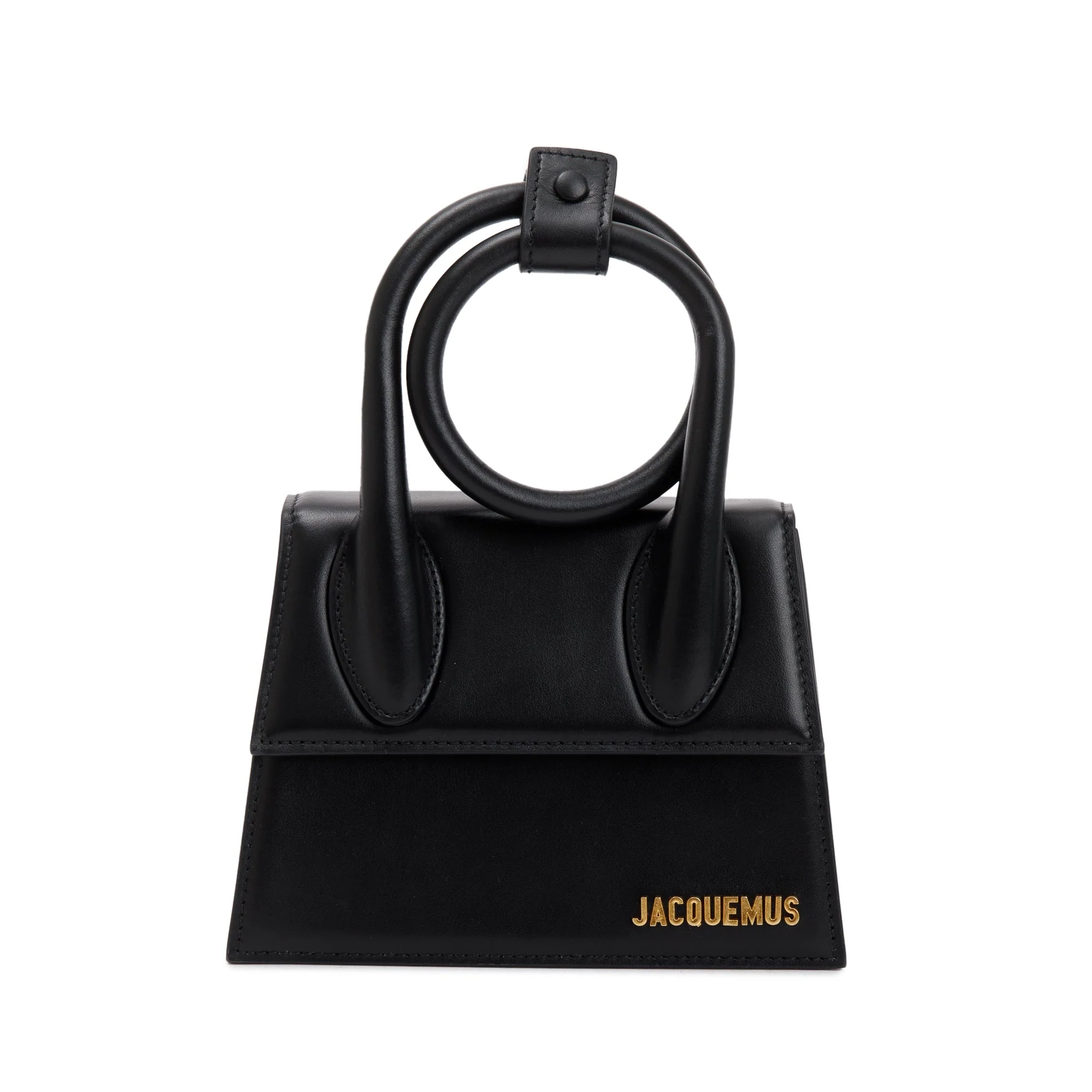 Jacquemus Black Leather Le Chiquito Noeud Bag w/ Strap - Image 3