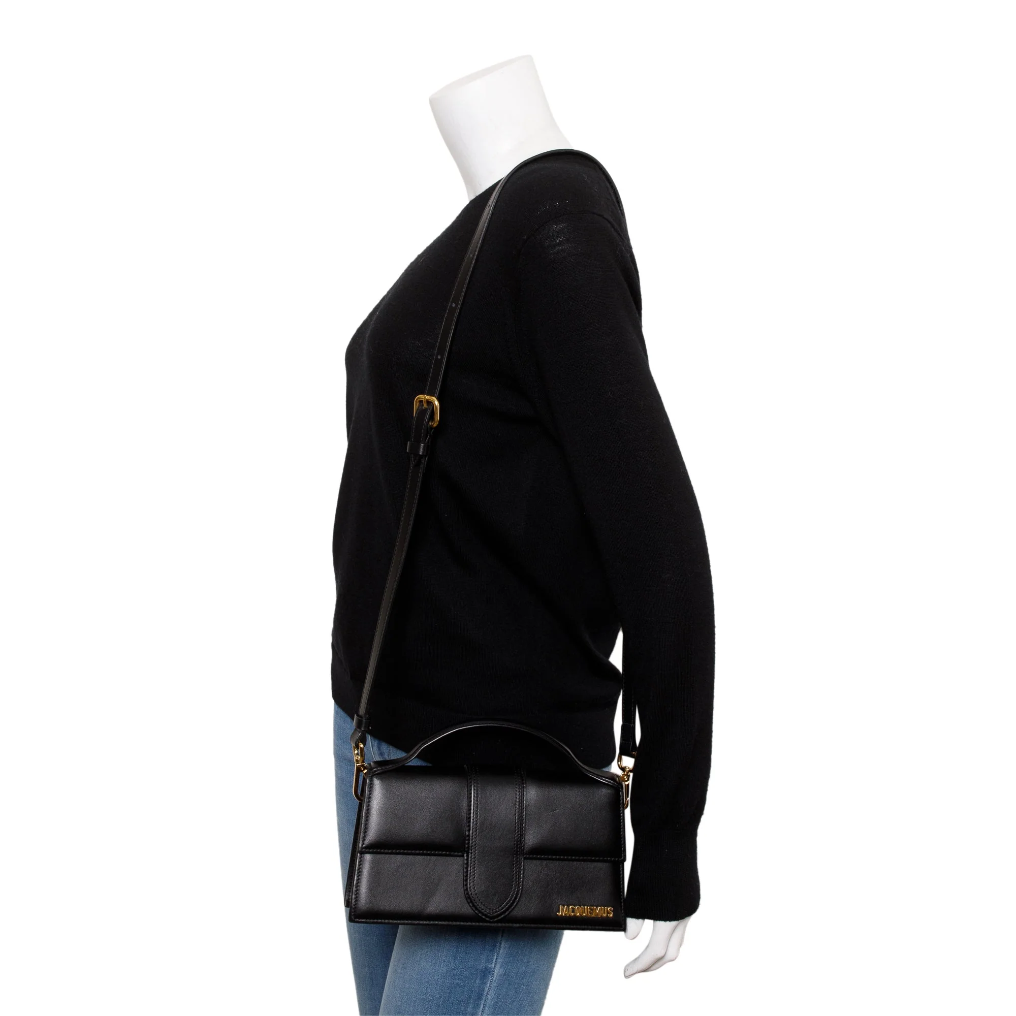 Jacquemus Black Leather Le Grand Bambino Bag w/ Strap - Image 2