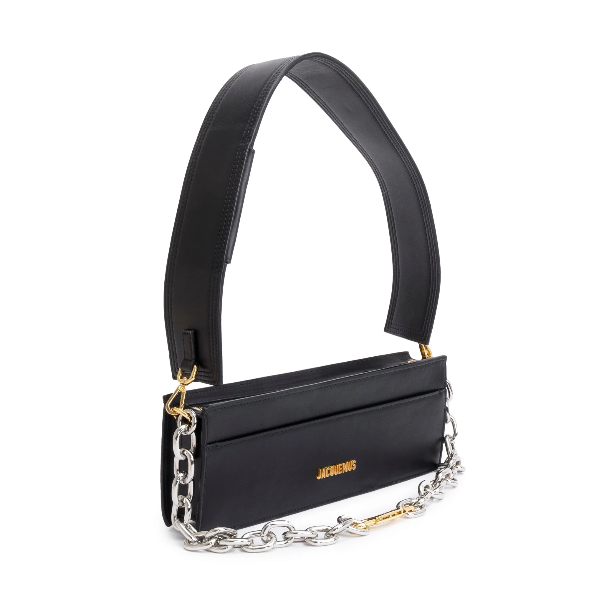 Jacquemus Black Leather Le Sac Ciuciu Chain Shoulder Bag w/ Strap - Image 3