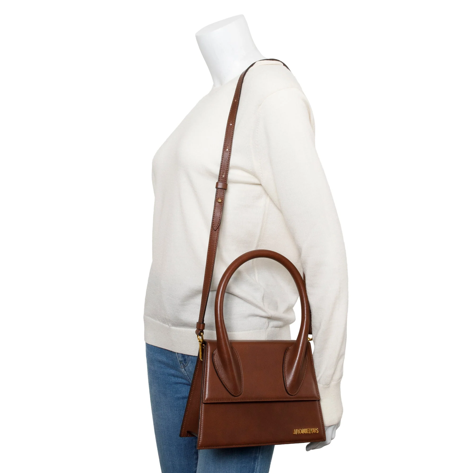 Jacquemus Brown Leather Le Grand Chiquito Moyen Bag w/ Strap - Image 2