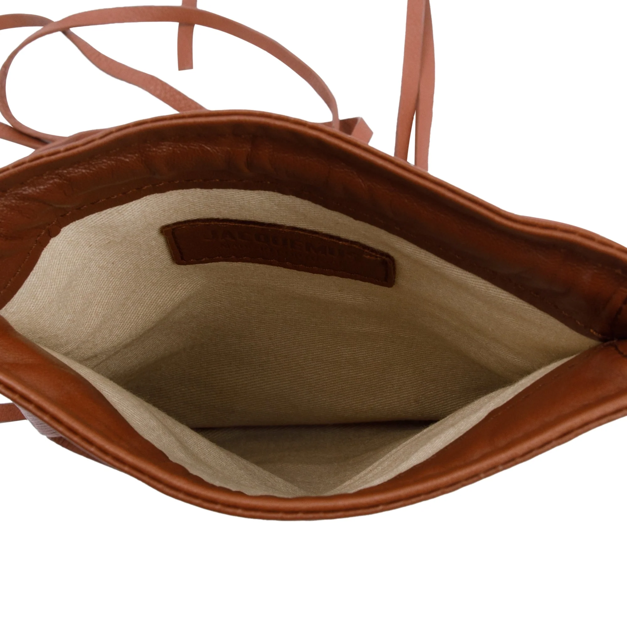 Jacquemus Brown Leather Le Pequeno Pochette Drawstring Bag - Image 8