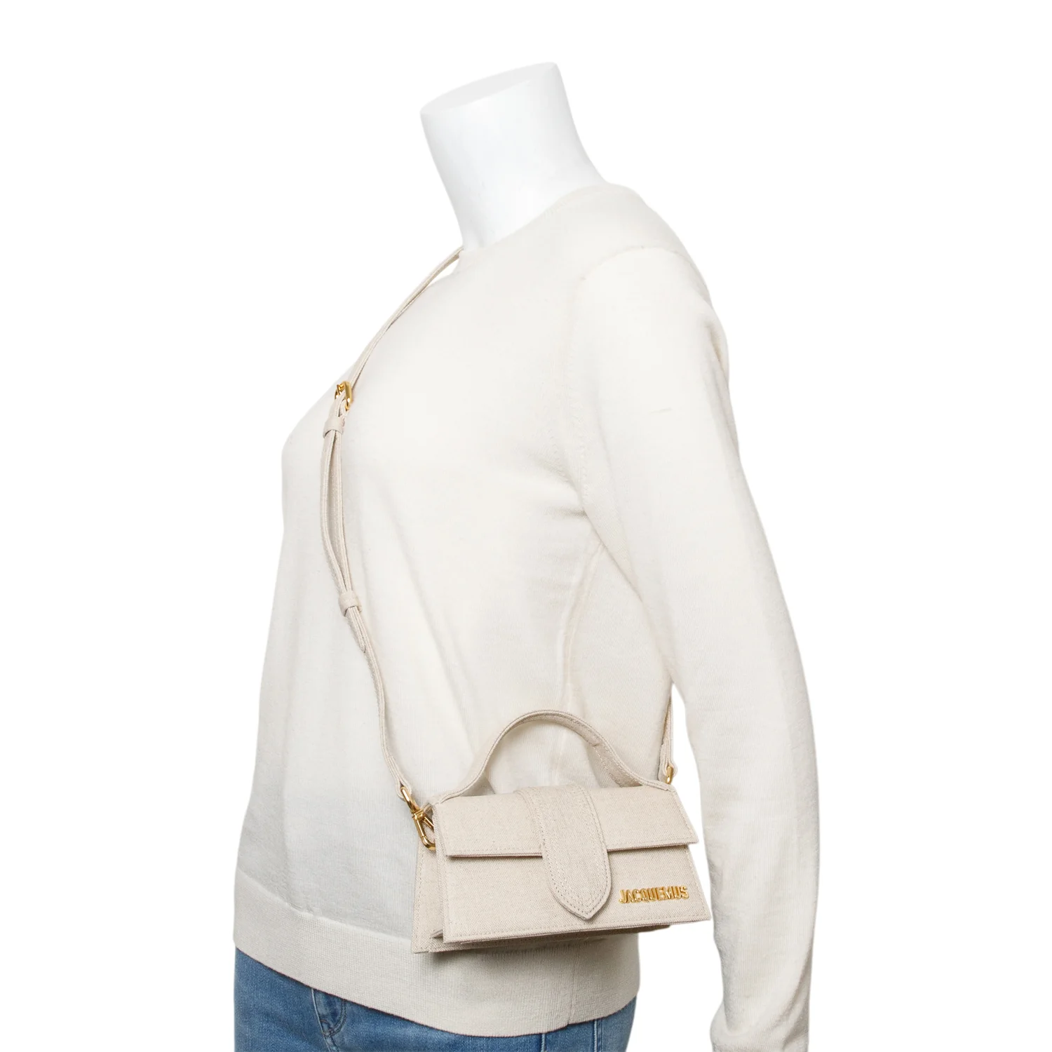 Jacquemus Neutral Canvas Le Bambino Mini Handle Bag w/ Strap - Image 2