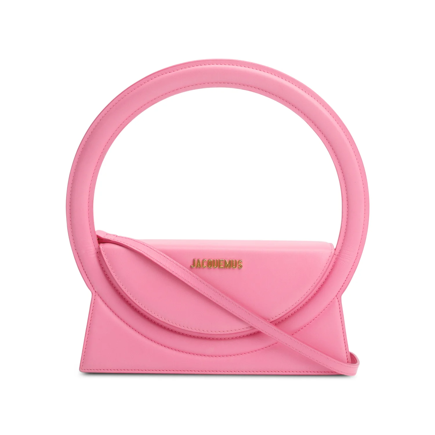 Jacquemus Pink Leather Le Sac Rond Bag w/ Strap