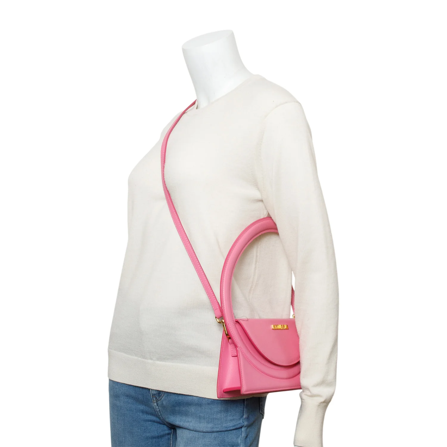 Jacquemus Pink Leather Le Sac Rond Bag w/ Strap - Image 2
