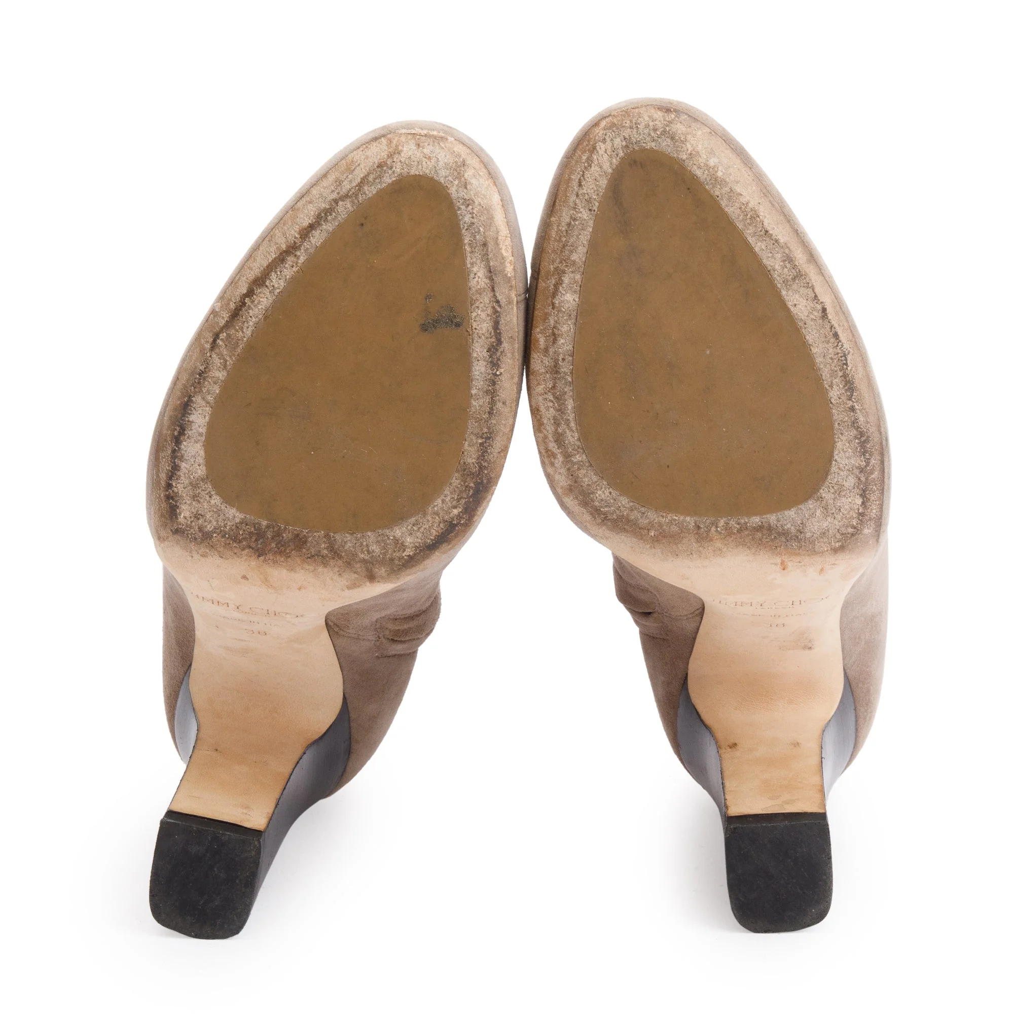 Jimmy Choo Beige Suede Buttons-Up Malta 100 Boots, Size 38 - Image 5