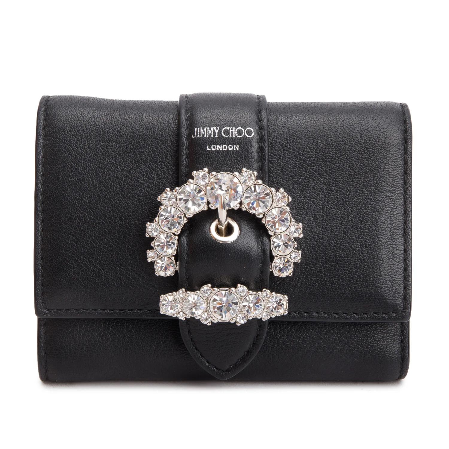 Jimmy Choo Black Calfskin Cheri Cosmos Compact Wallet w/ Box