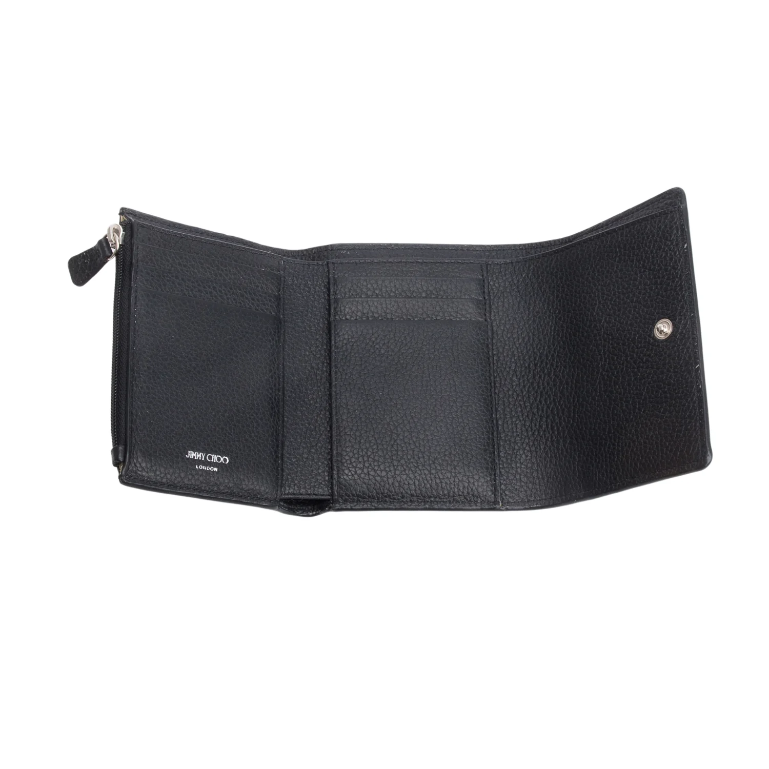 Jimmy Choo Black Leather Embossed Logo Compact Wallet - Image 6
