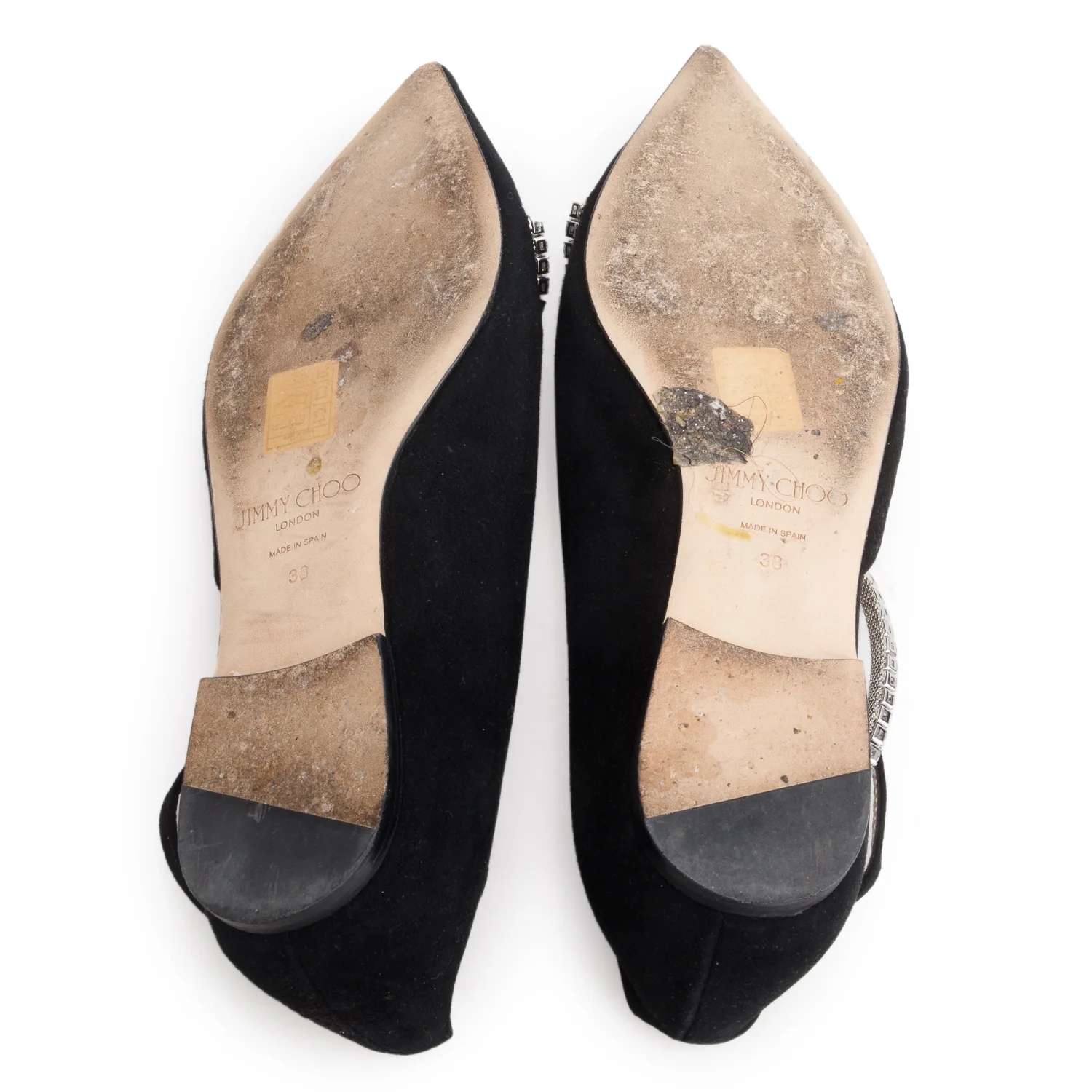 Jimmy Choo Black Suede Crystal Embellished Trude Flat, Size 38 - Image 5