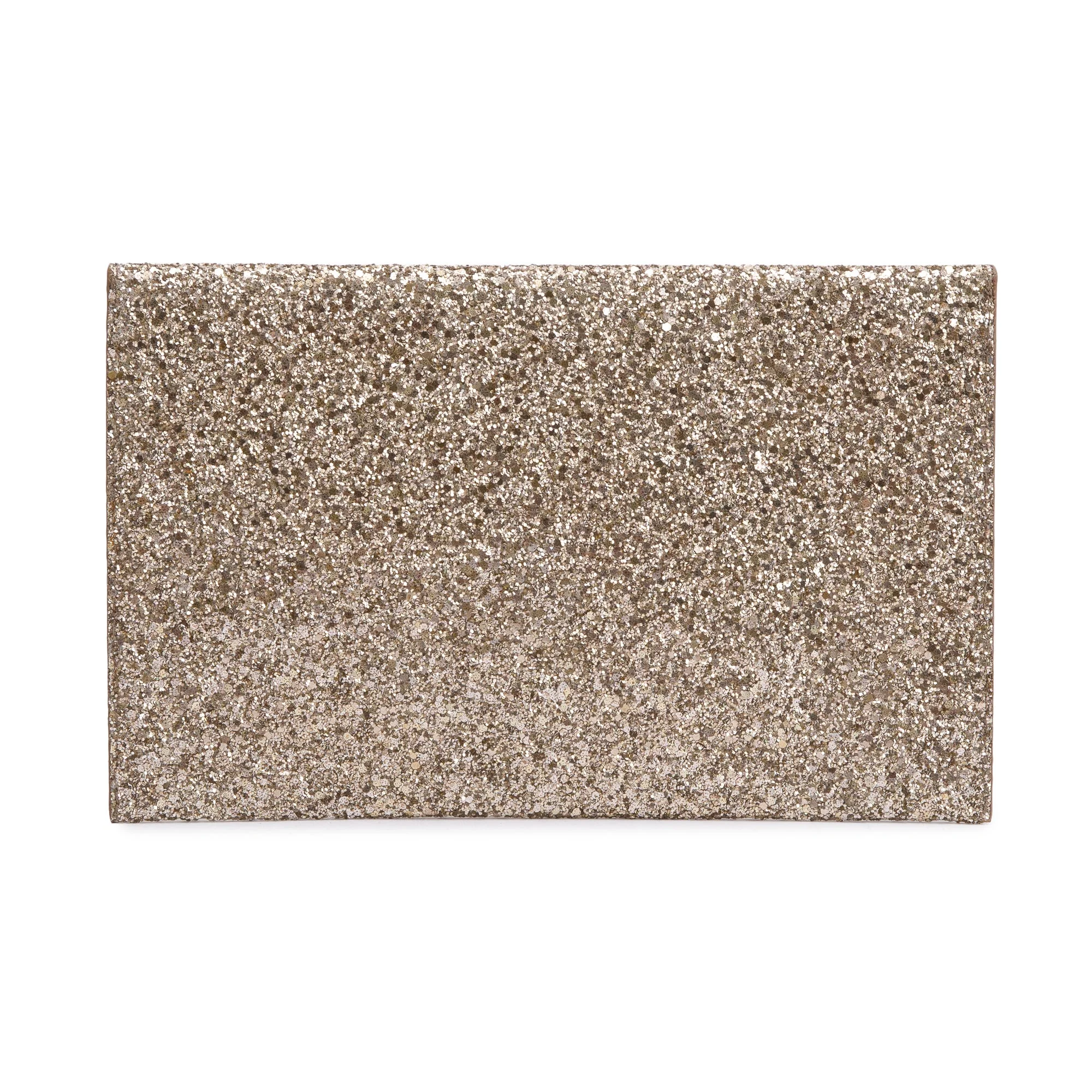 Jimmy Choo Gold Glitter Rosetta Envelope Clutch w/ Authenticity Card - Image 3