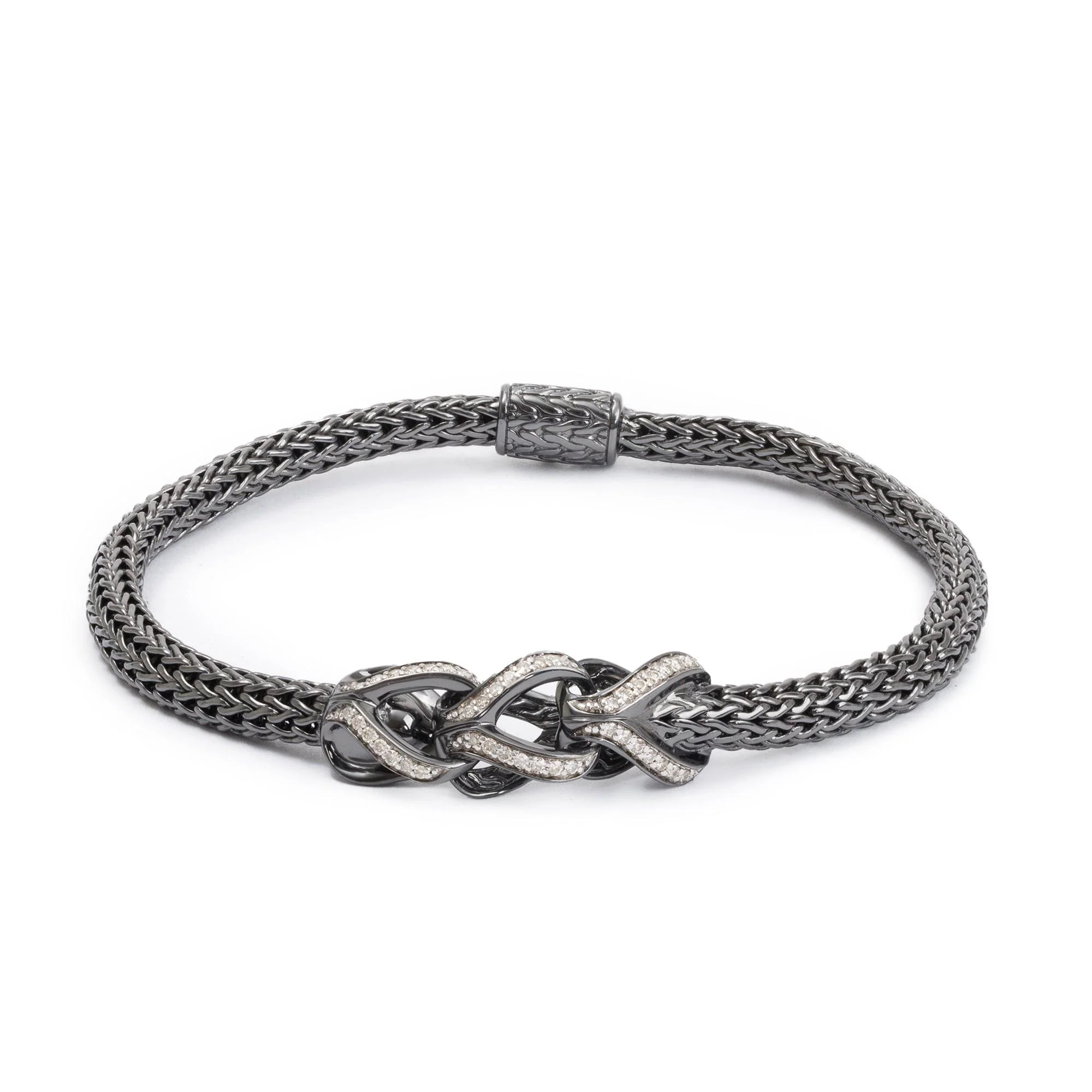 John Hardy Black Rhodium Plated Sterling Silver Diamond Asli Classic 5MM Chain Bracelet