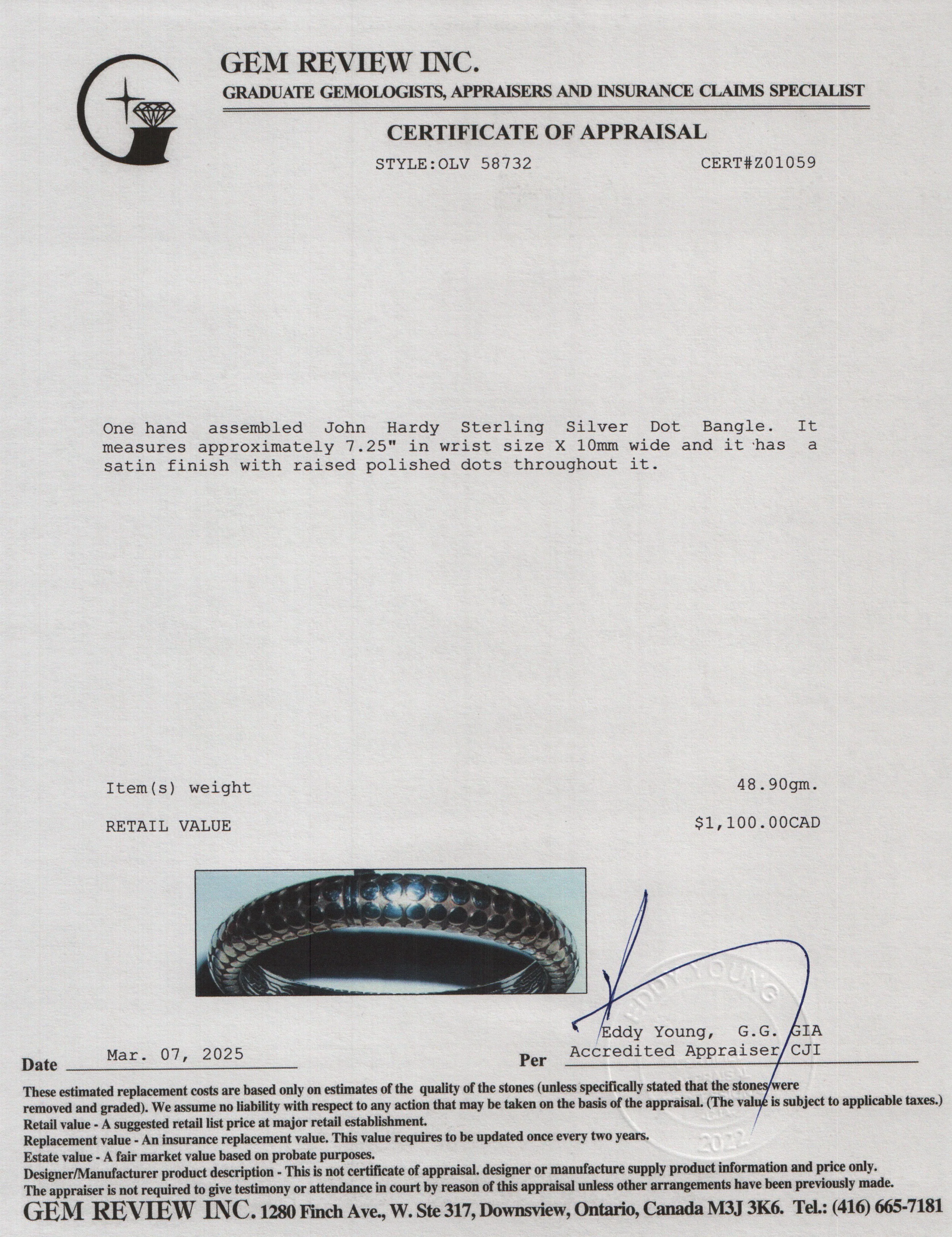 John Hardy Sterling Silver Dot Bangle - Image 5
