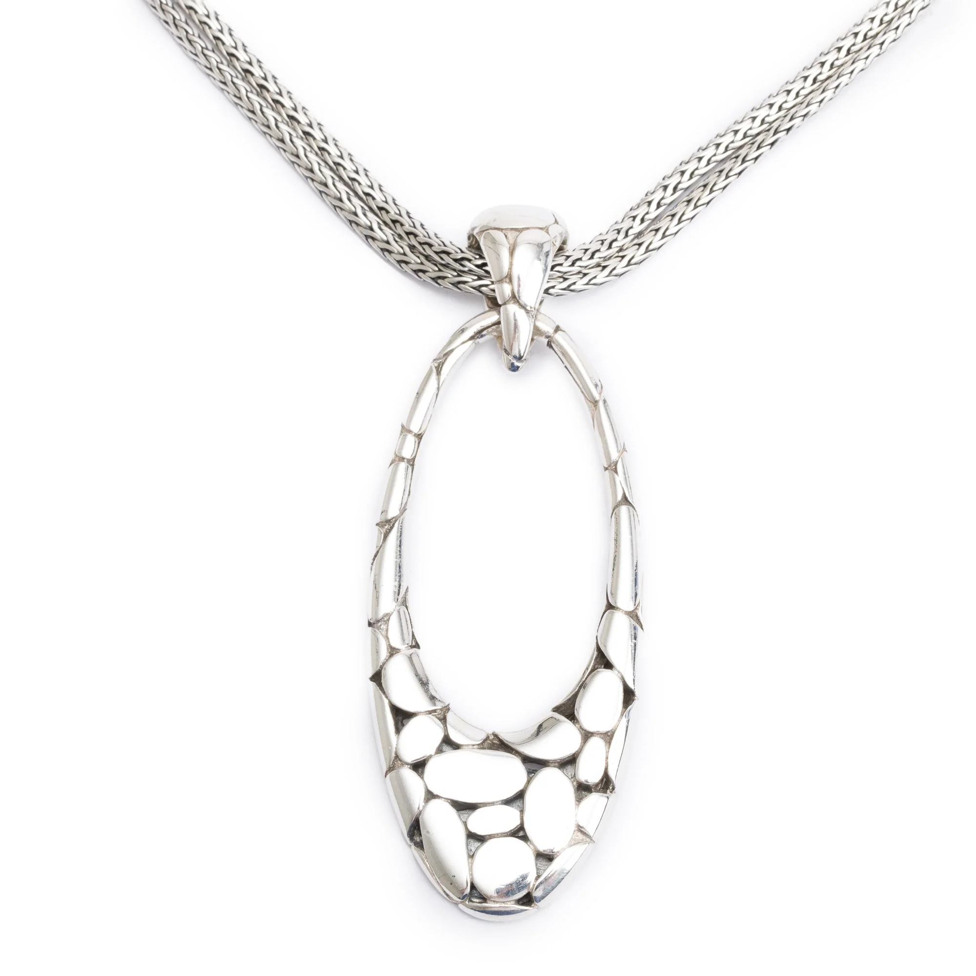 John Hardy Sterling Silver Kali Oval Pendant Double Strand Necklace - Image 3