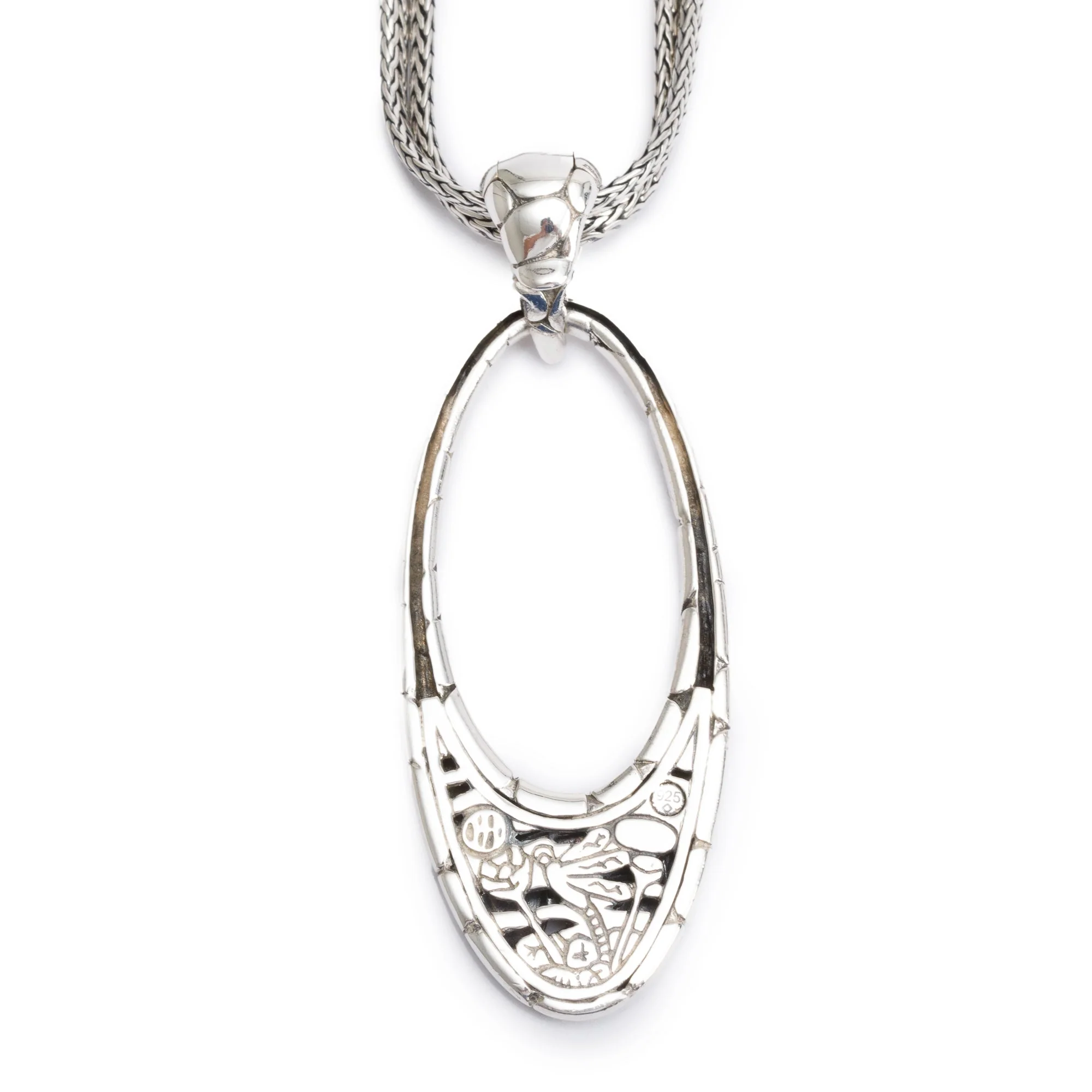 John Hardy Sterling Silver Kali Oval Pendant Double Strand Necklace - Image 5