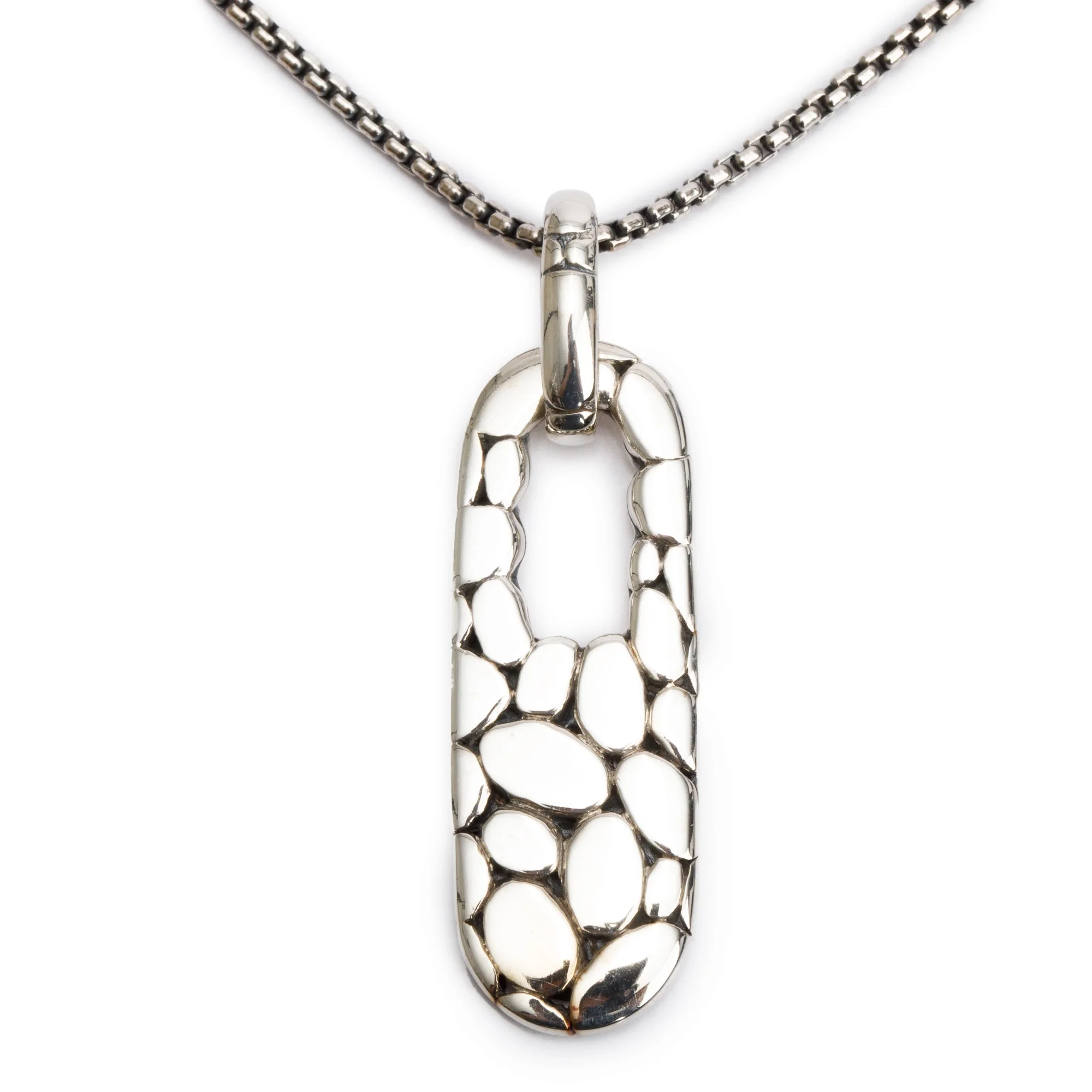 John Hardy Sterling Silver Kali Pebble Rectangular Pendant Necklace - Image 3