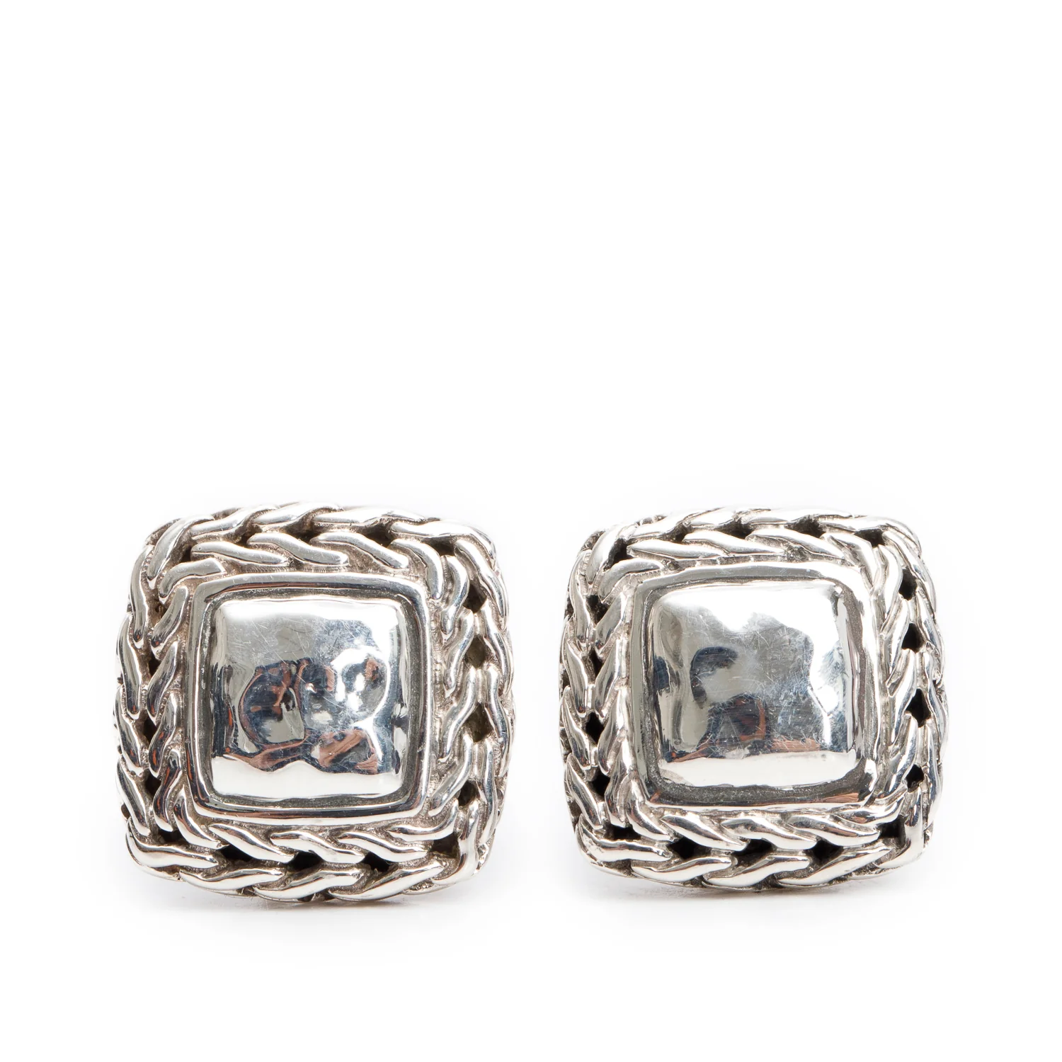 John Hardy Sterling Silver Palu Classic Chain Hammered Earrings