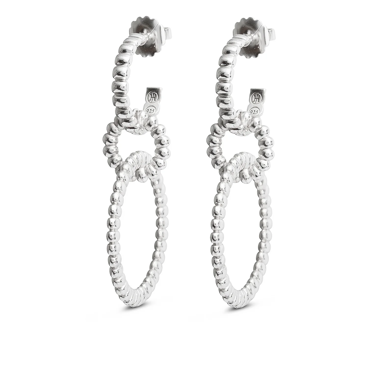 John Hardy Sterling Silver Triple Hoop Drop Earrings - Image 2