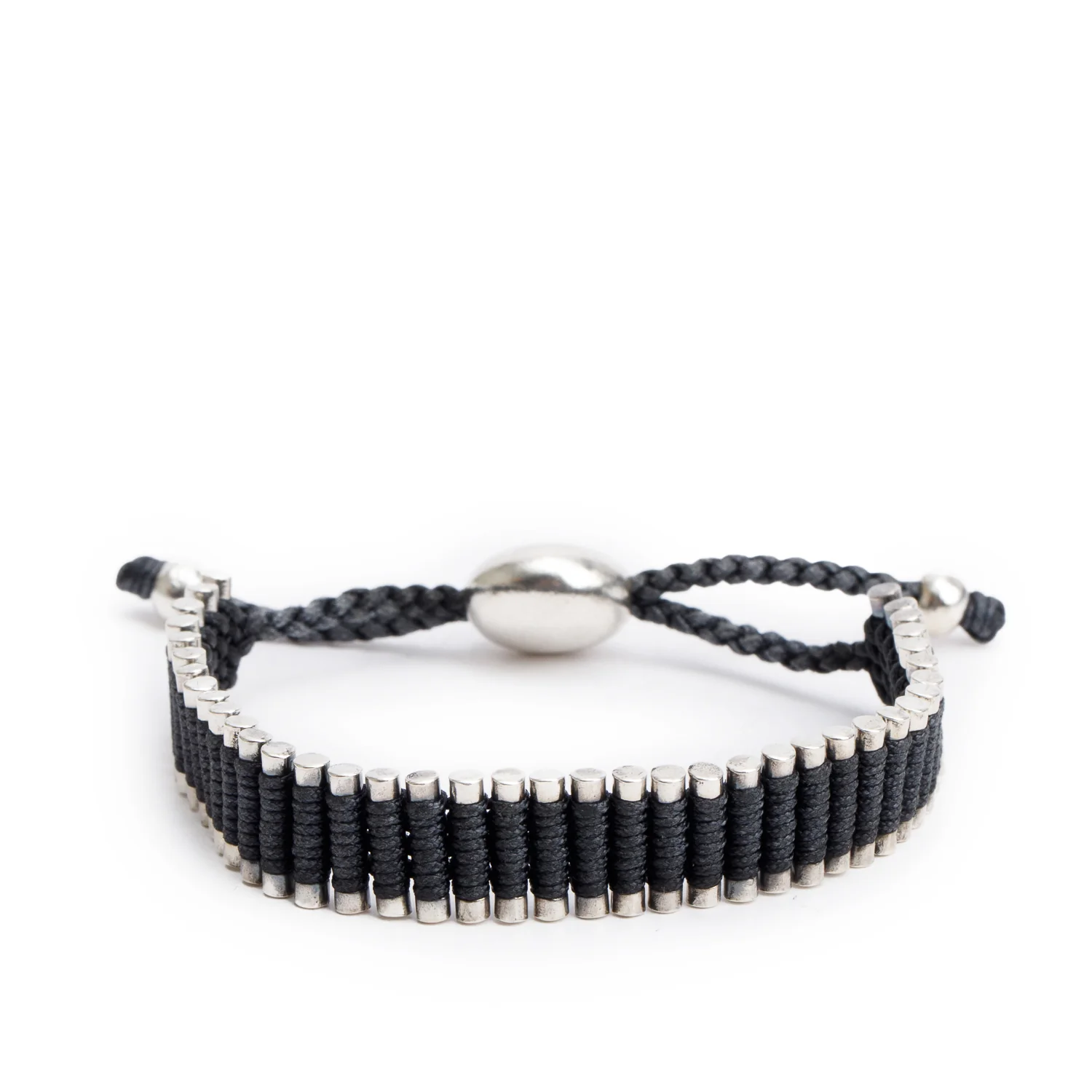 Links of London Sterling Silver Black Cord Friendship Bracelet