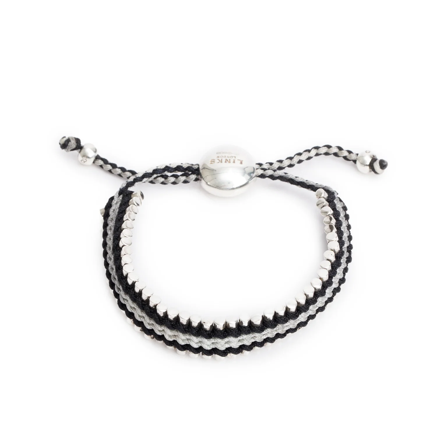 Links of London Sterling Silver Black & Silver Cord Friendship Bracelet