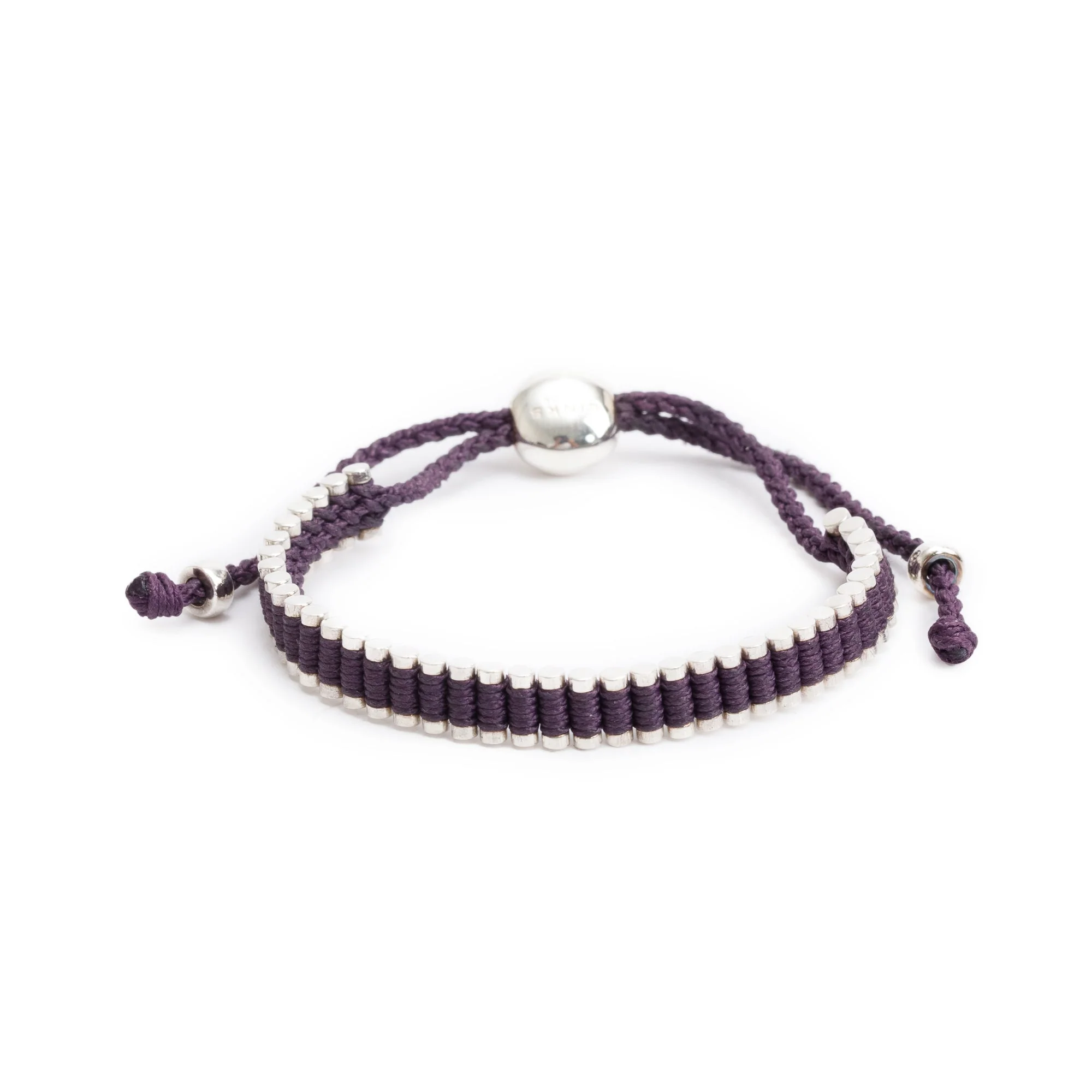 Links of London Sterling Silver Dark Purple Narrow Friendship Bracelet w/ Box