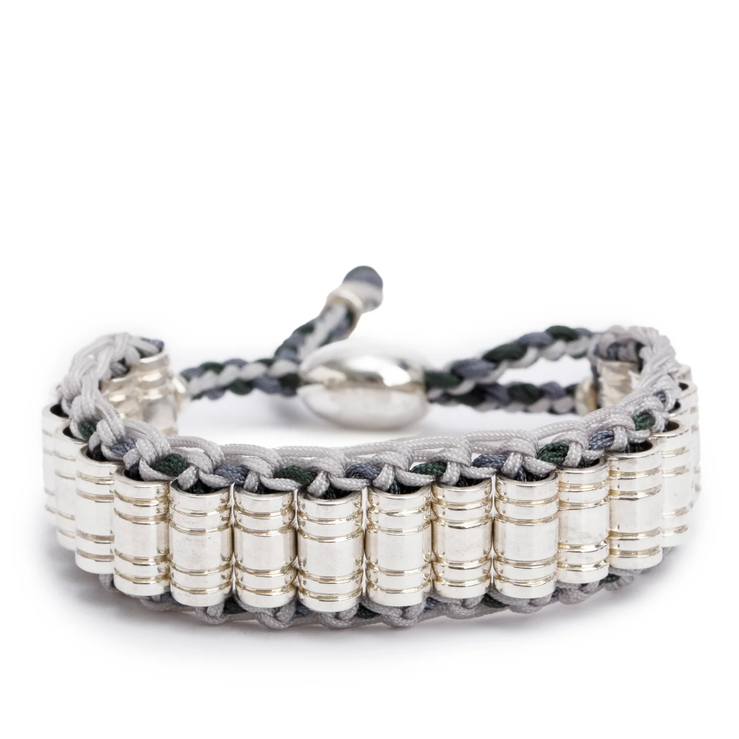 Links of London Sterling Silver Grey Cord Friendship Bracelet w/ Box