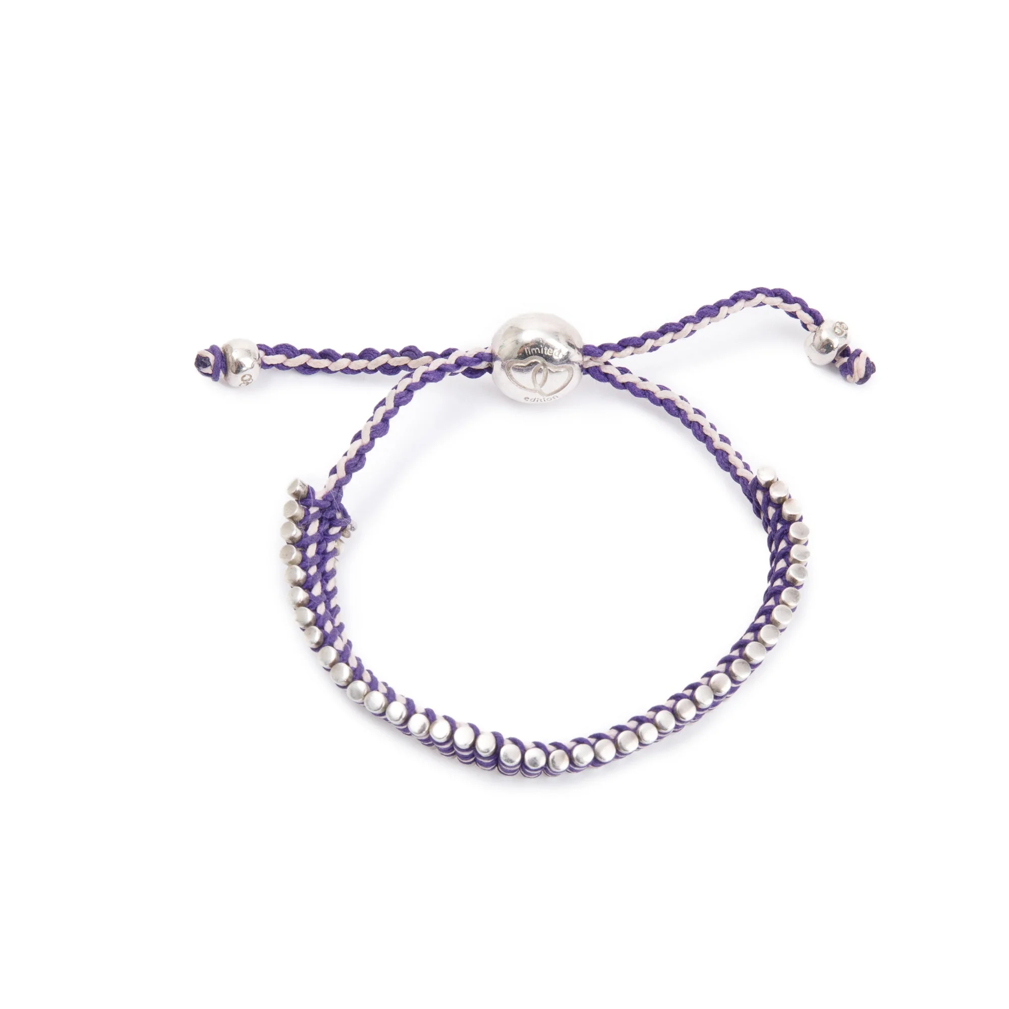 Links of London Sterling Silver Purple Cord Limited Edition Friendship Bracelet w/ Box - Image 3