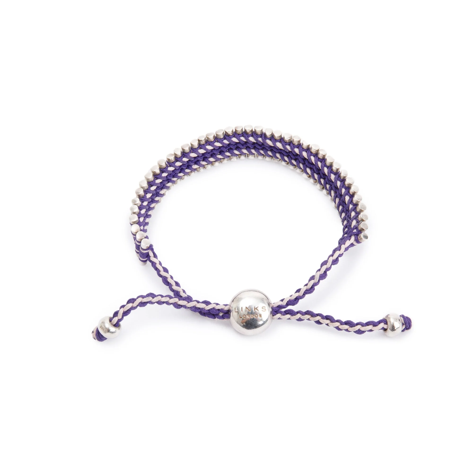 Links of London Sterling Silver Purple Cord Limited Edition Friendship Bracelet w/ Box - Image 4