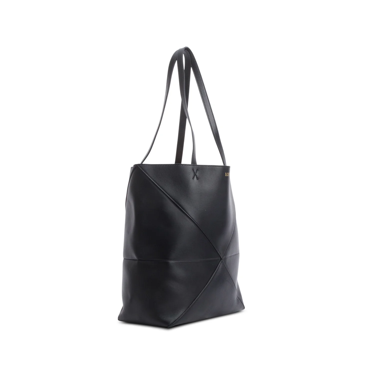 Loewe 2024 Black Shiny Calf Leather Medium Puzzle Fold Tote - Image 3