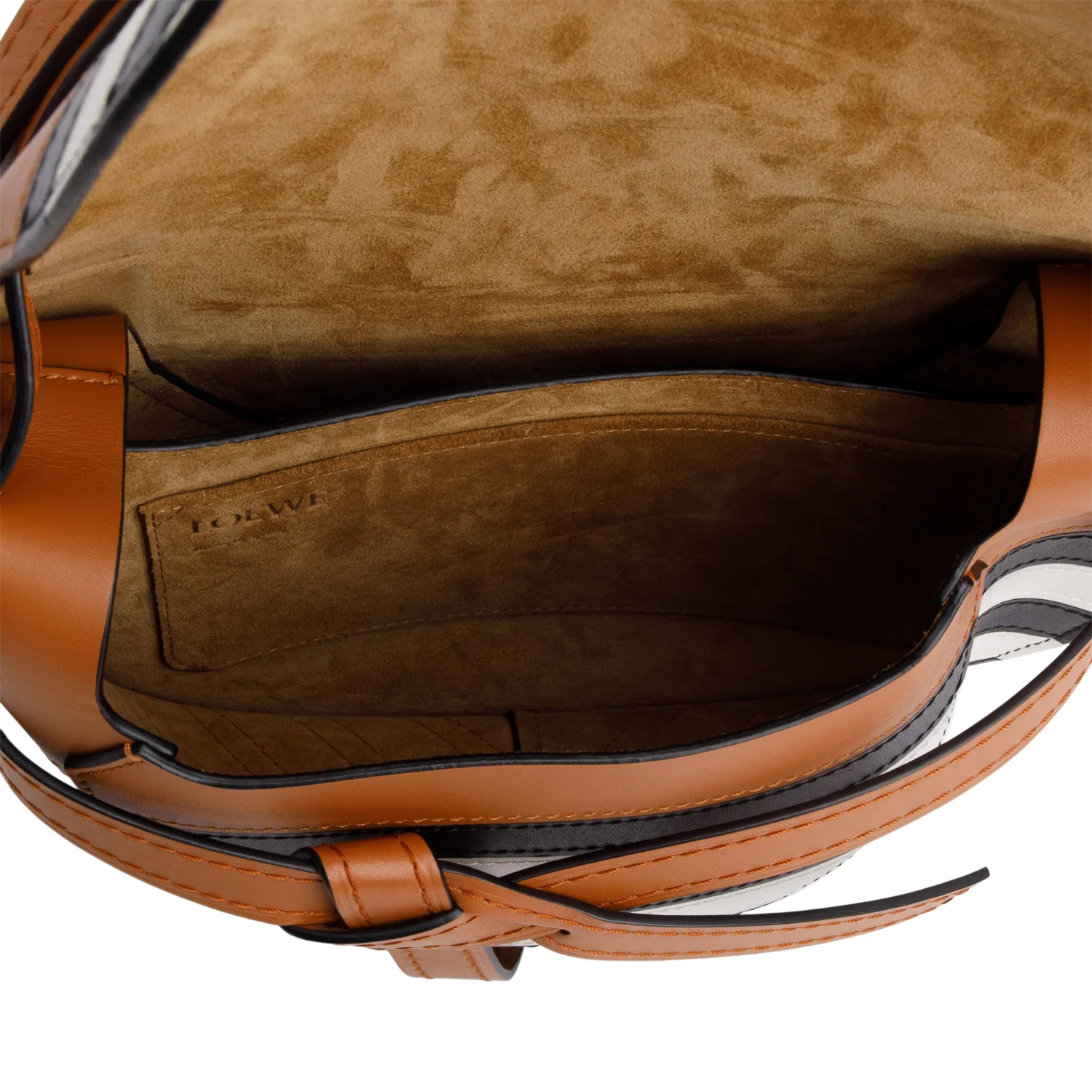 Loewe Brown Marine Striped Calfskin Small Gate Bag - Image 8