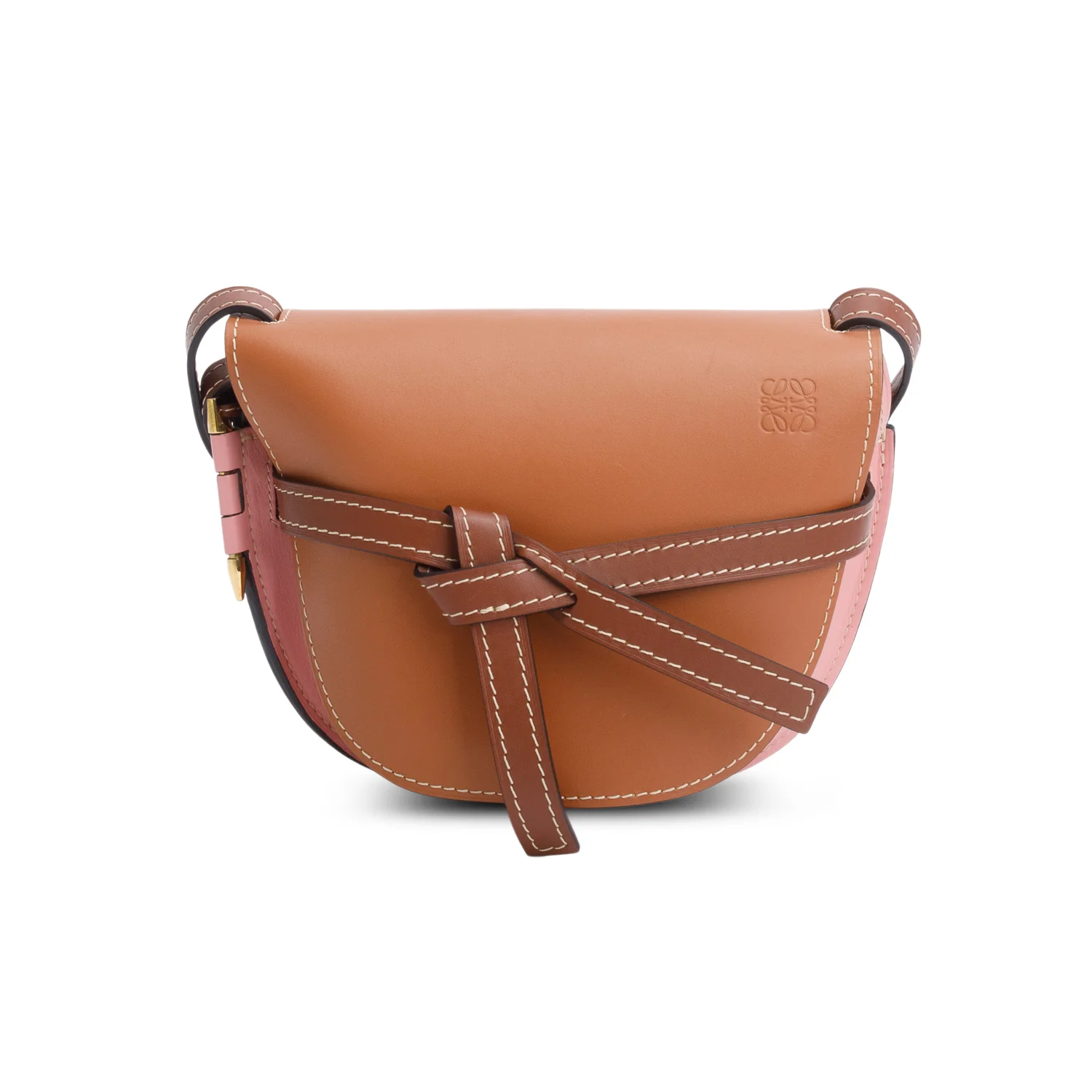 Loewe Brown & Pink Calfskin Small Gate Crossbody Bag - Image 3