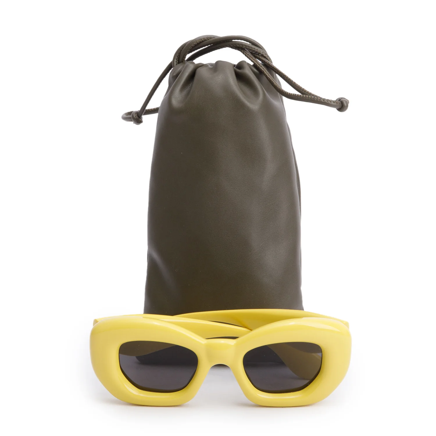 Loewe LW40117I Yellow Acetate Inflated Cat Eye Sunglasses w/ Pouch - Image 2