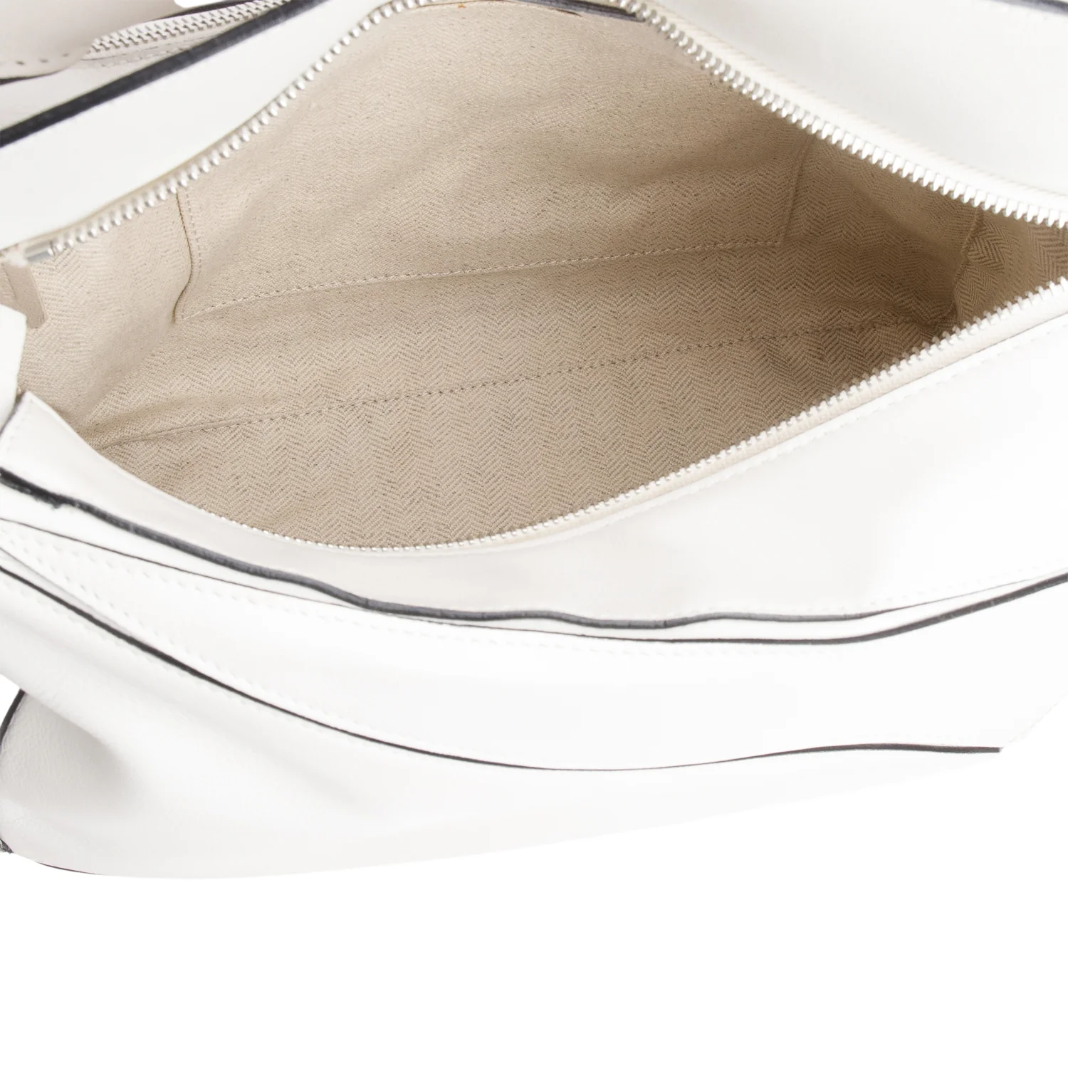 Loewe White Calfskin Leather Medium Puzzle Edge Bag w/ Strap - Image 7