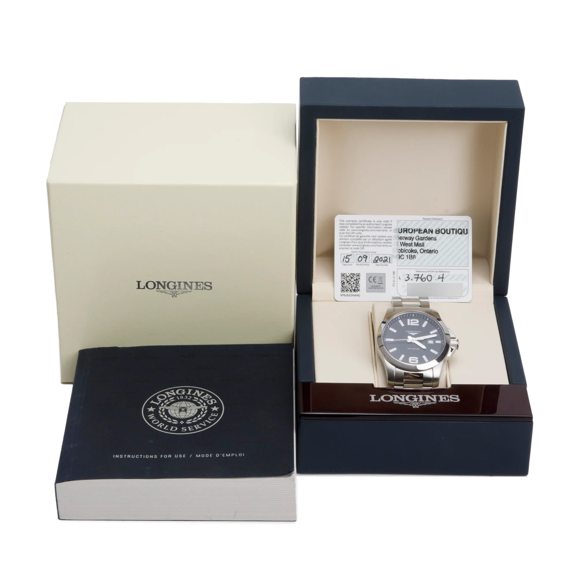 Longines Stainless Steel Conquest 43 MM Quartz Watch w/ Box & Papers - Image 2